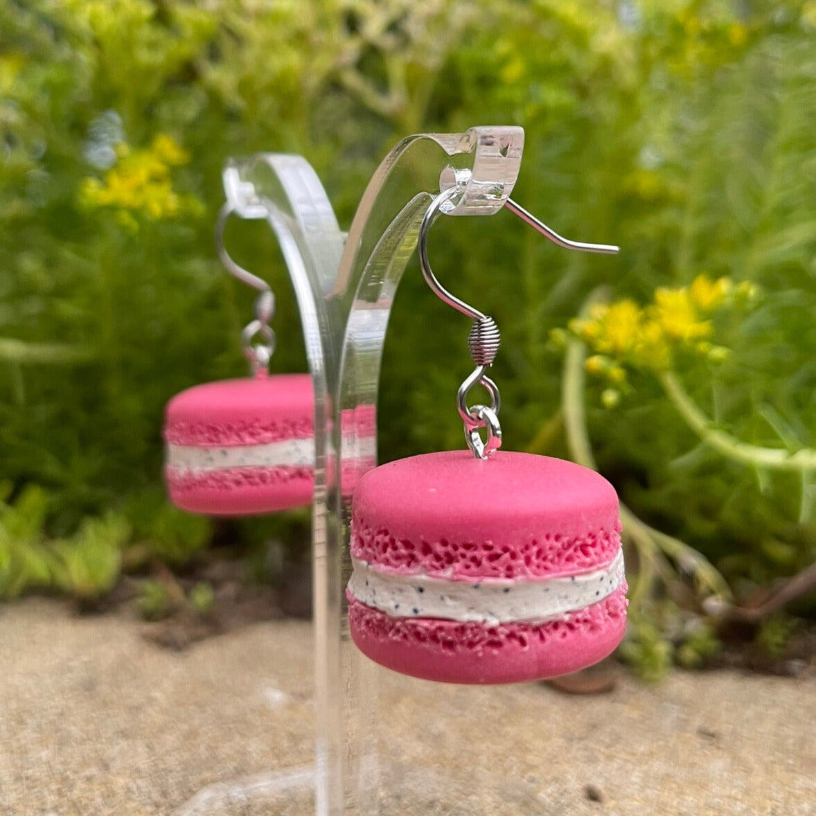 Pink Macaron Polymer Clay Earrings