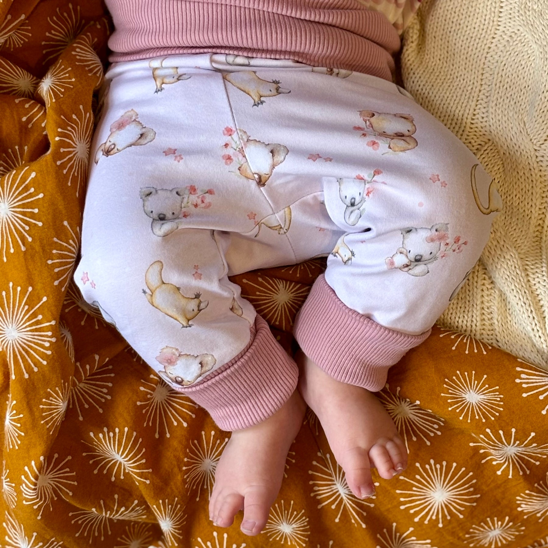 Baby Pants and Hat Set - Pink Koala Platypus