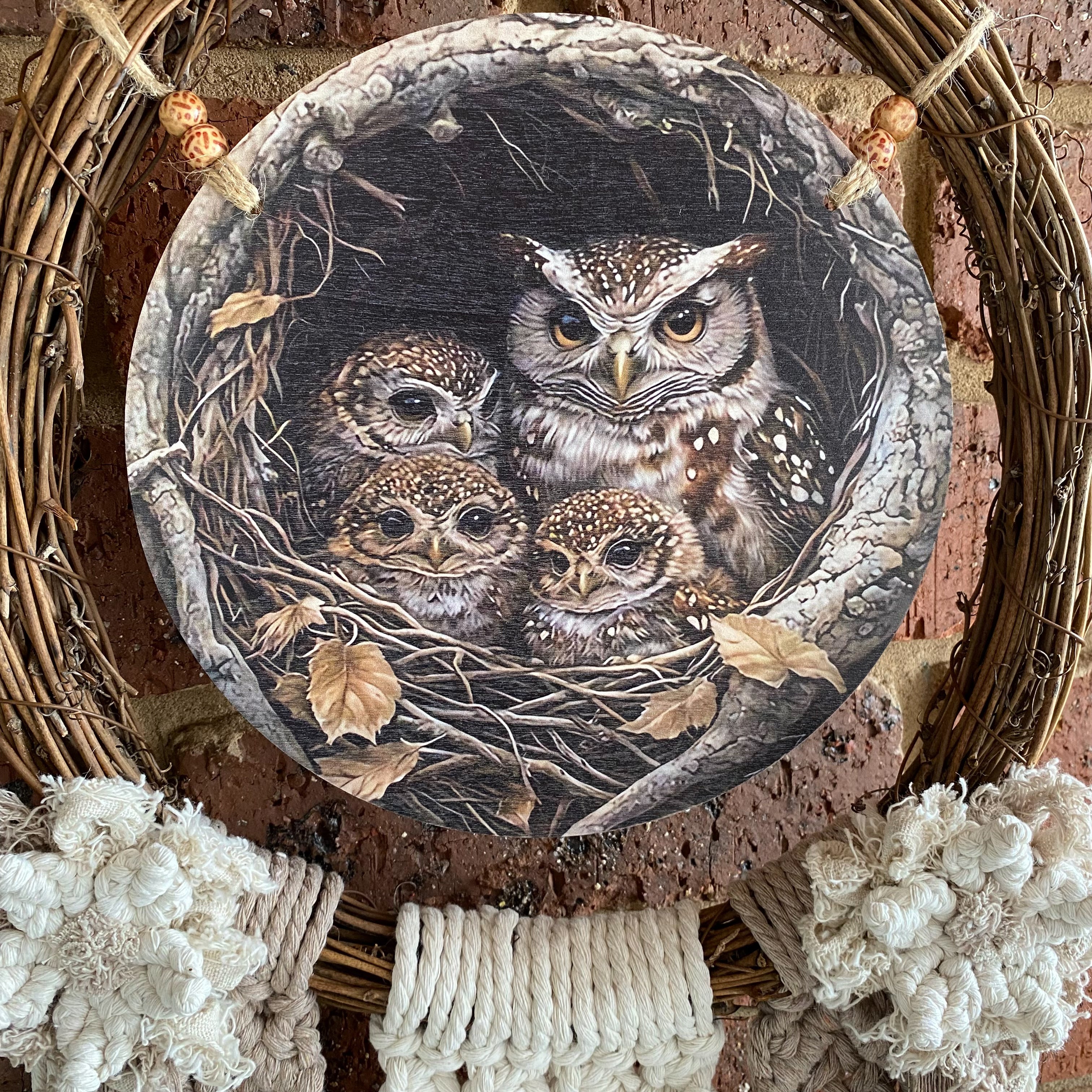 Macrame Owl Wreath Wall Hanging - Large