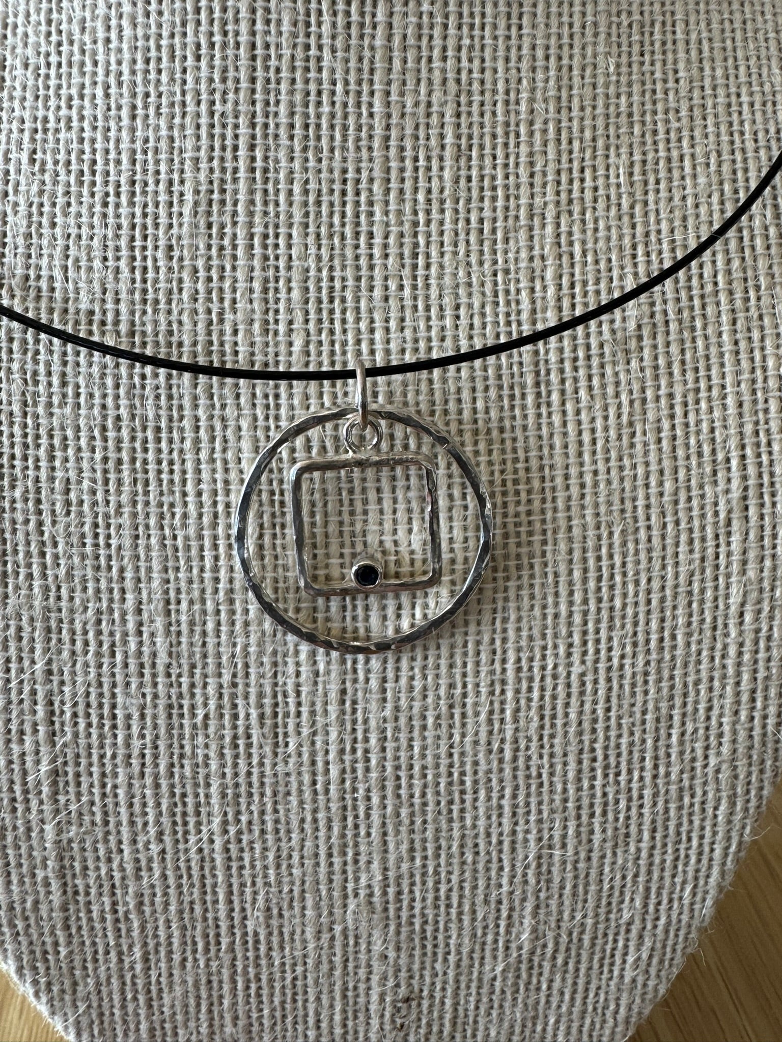 Handmade Sterling Silver Pendant with Blue Sapphire