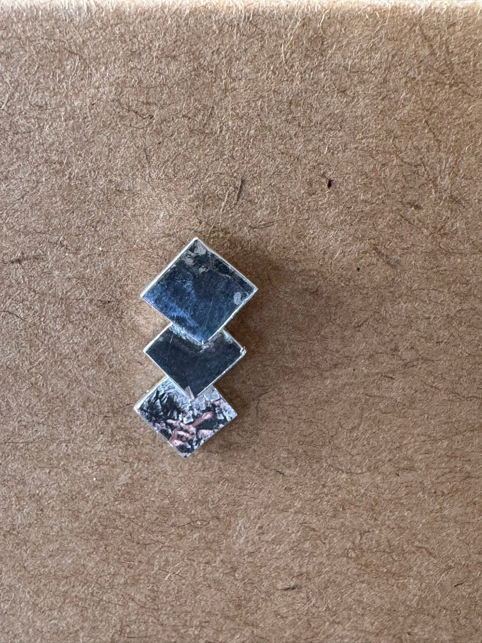 Textured Sterling Silver Triple Square Earrings