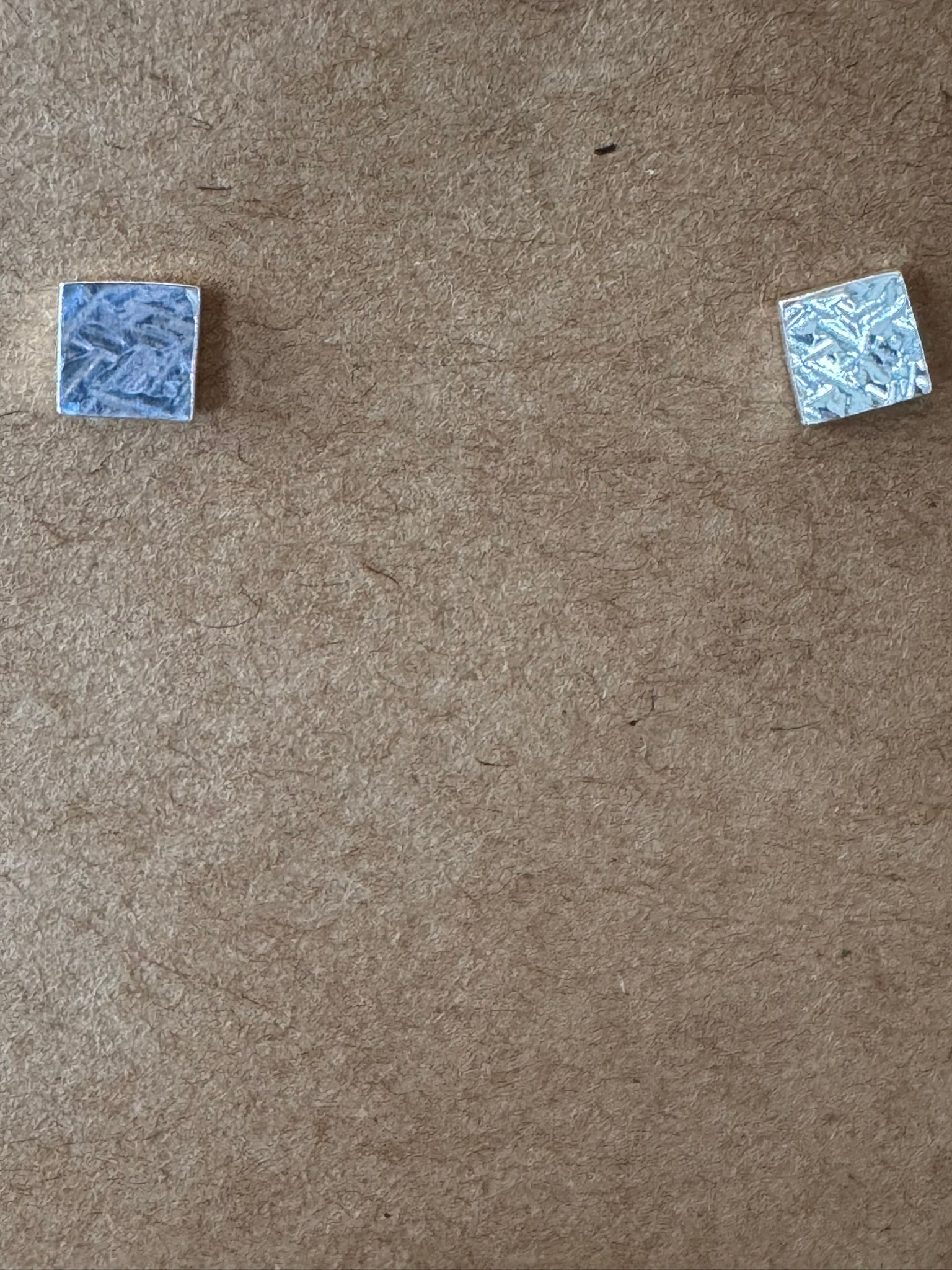 Hammered Sterling Silver Square Studs