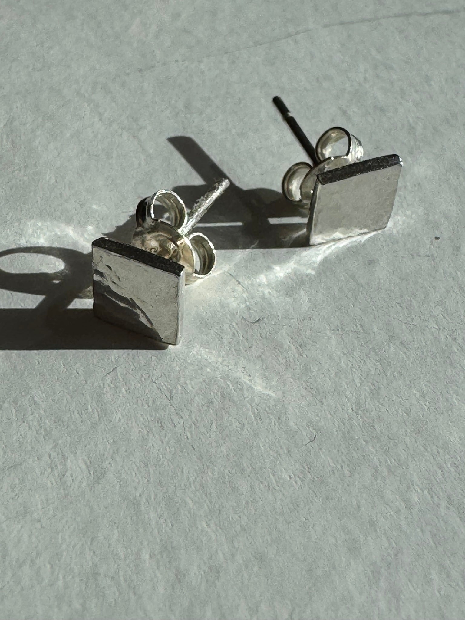 Hammered Sterling Silver Square Studs