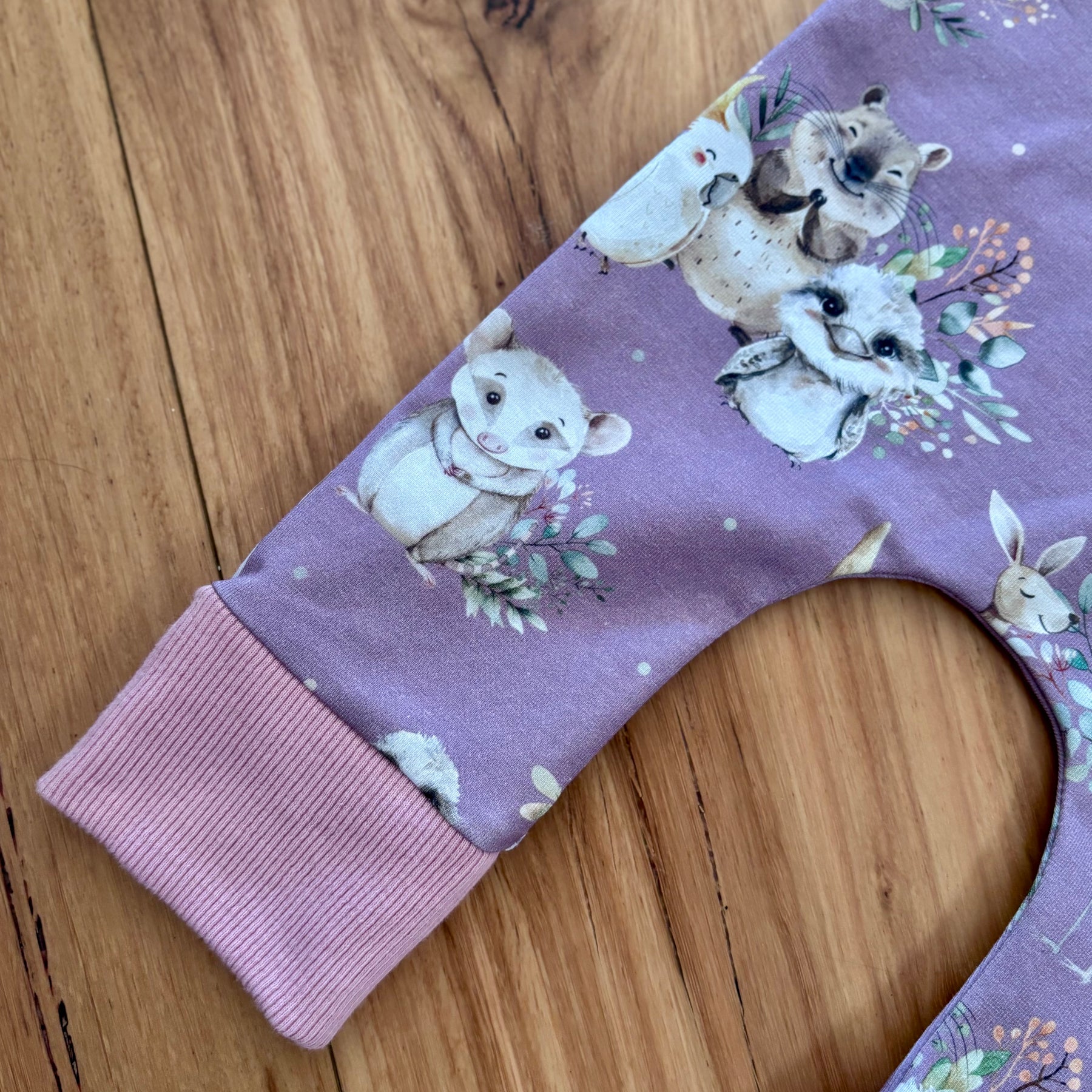 Baby Stretch Overalls | Purple Australian Animals | Size 000 to 3 | Made to order