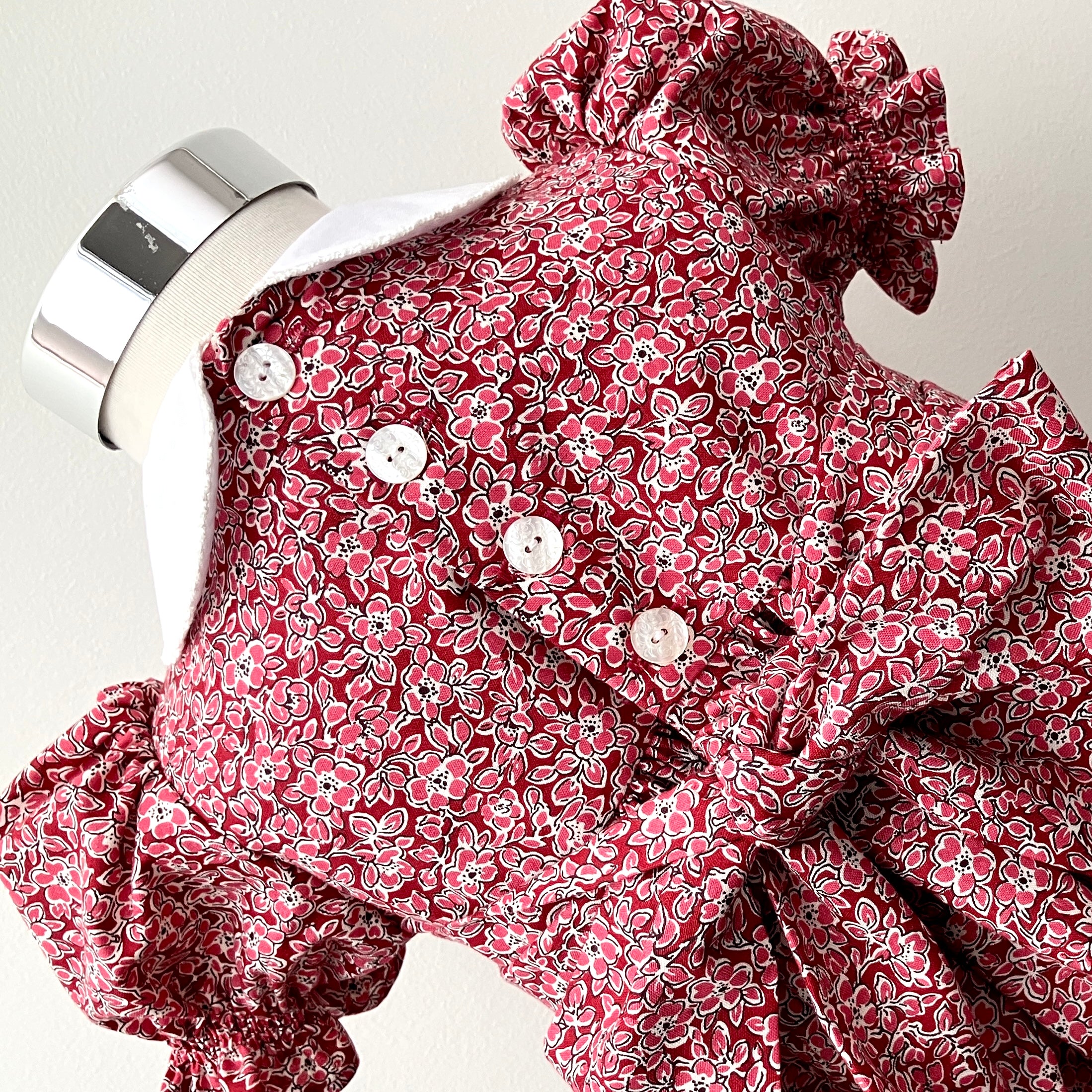 Hand-smocked and embroidered Christmas dress - size 2 - Liberty floral fabric