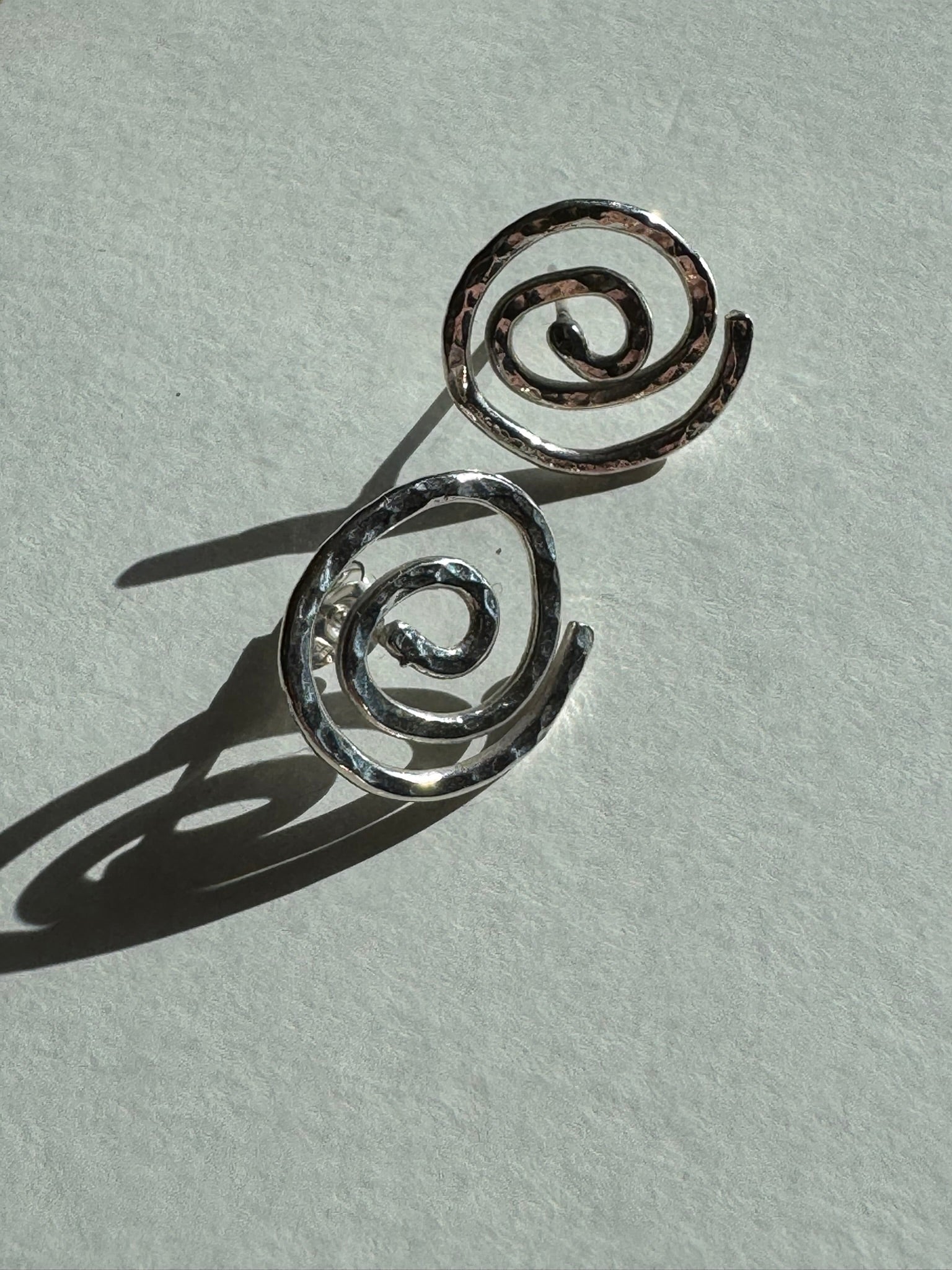 Hammered Sterling Silver Spiral Studs