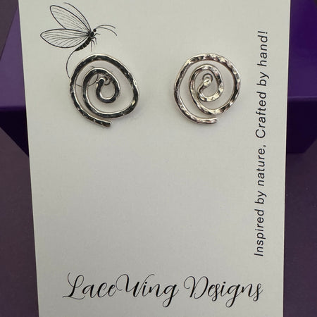 Hammered Sterling Silver Spiral Studs