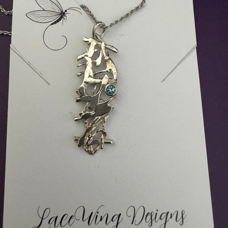 Handmade Sterling Silver Pendant with London Blue Topaz