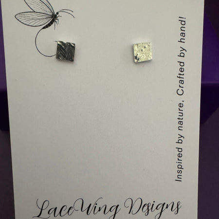 Hammered Sterling Silver Square Studs