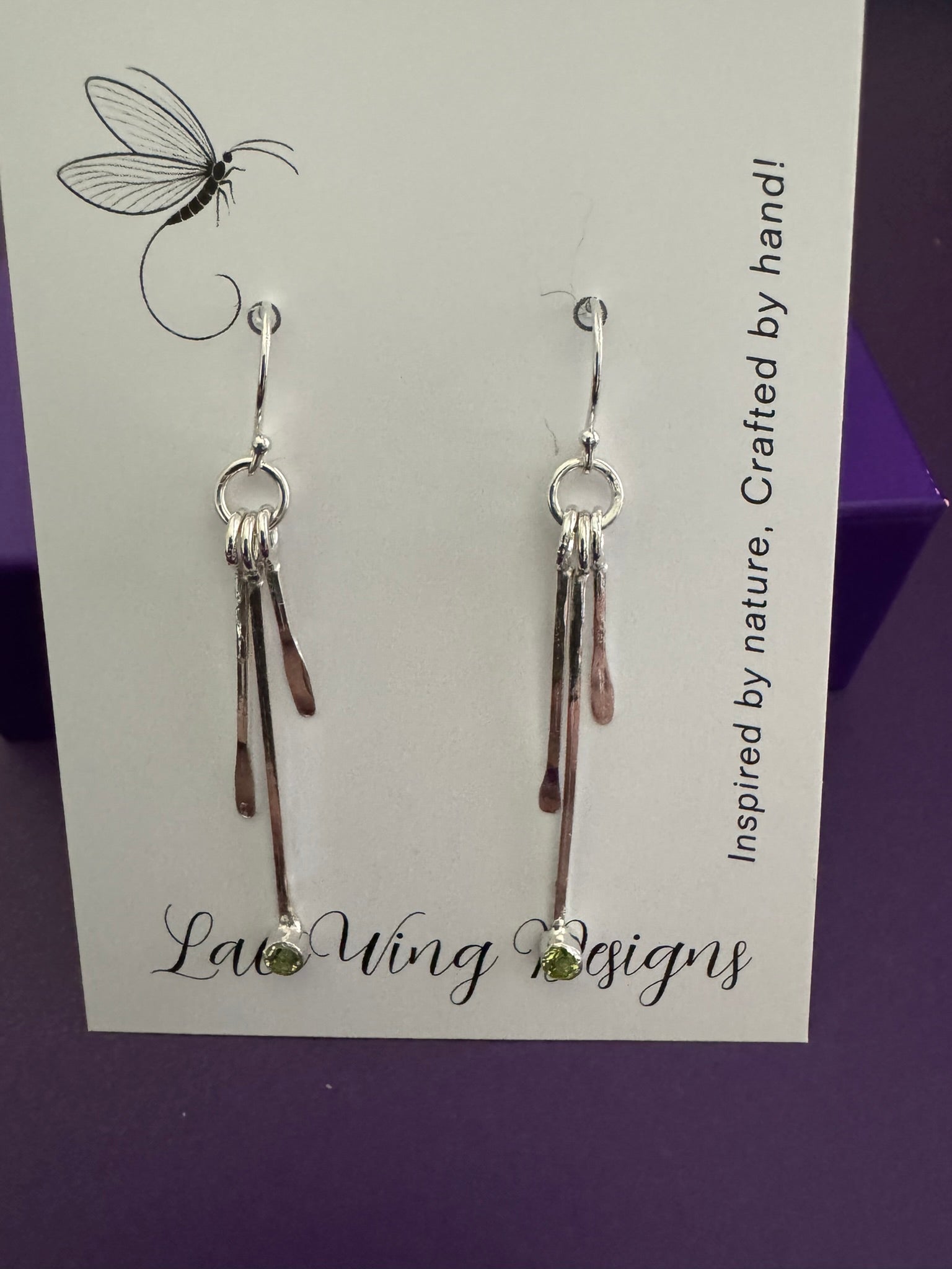 Sterling Silver Drop Earrings with Peridot