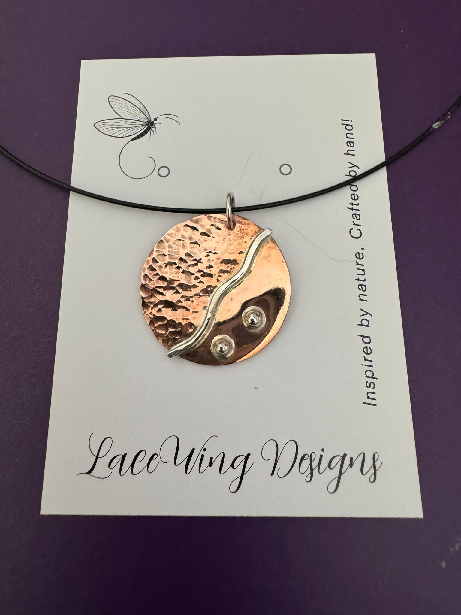 Handmade Copper and Sterling Silver Pendant