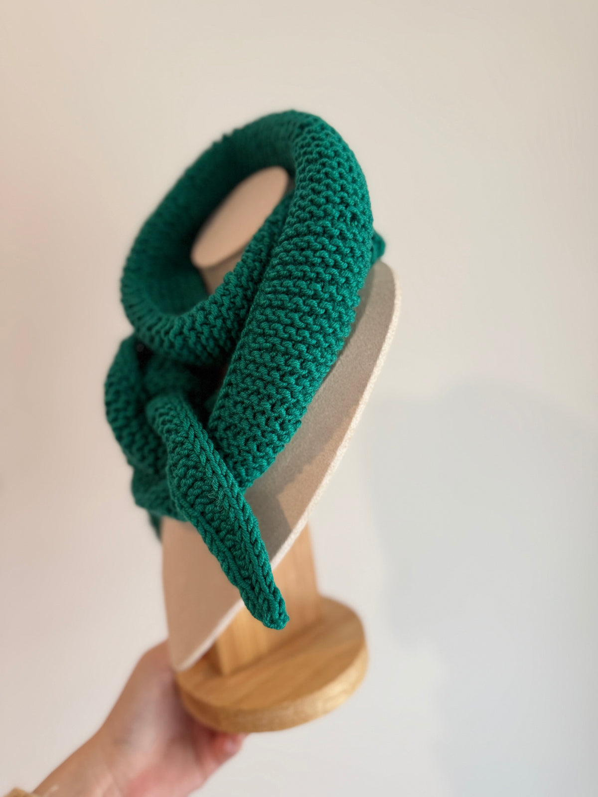 Hand knit sophie scarf in aquamarine green