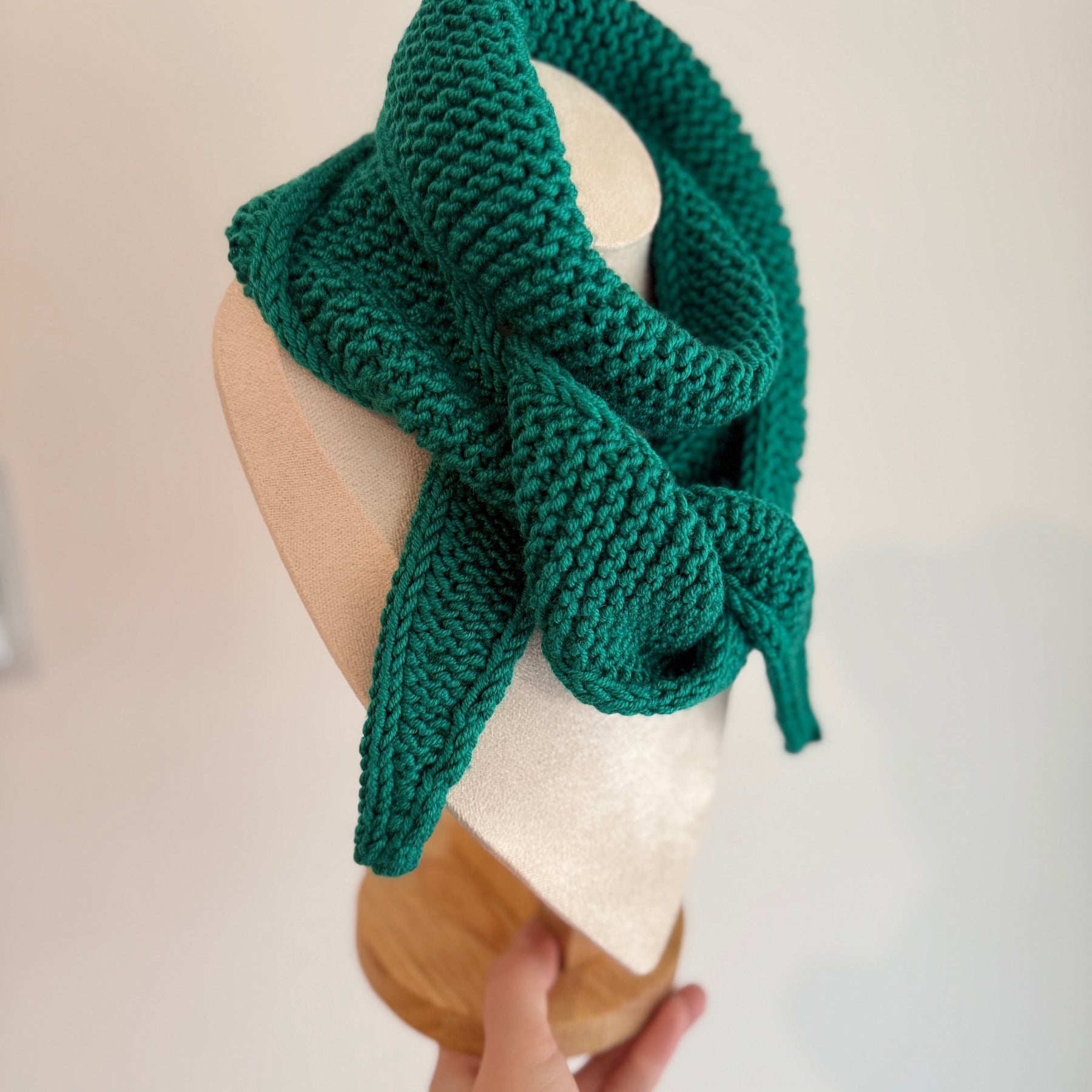 Hand knit sophie scarf in aquamarine green
