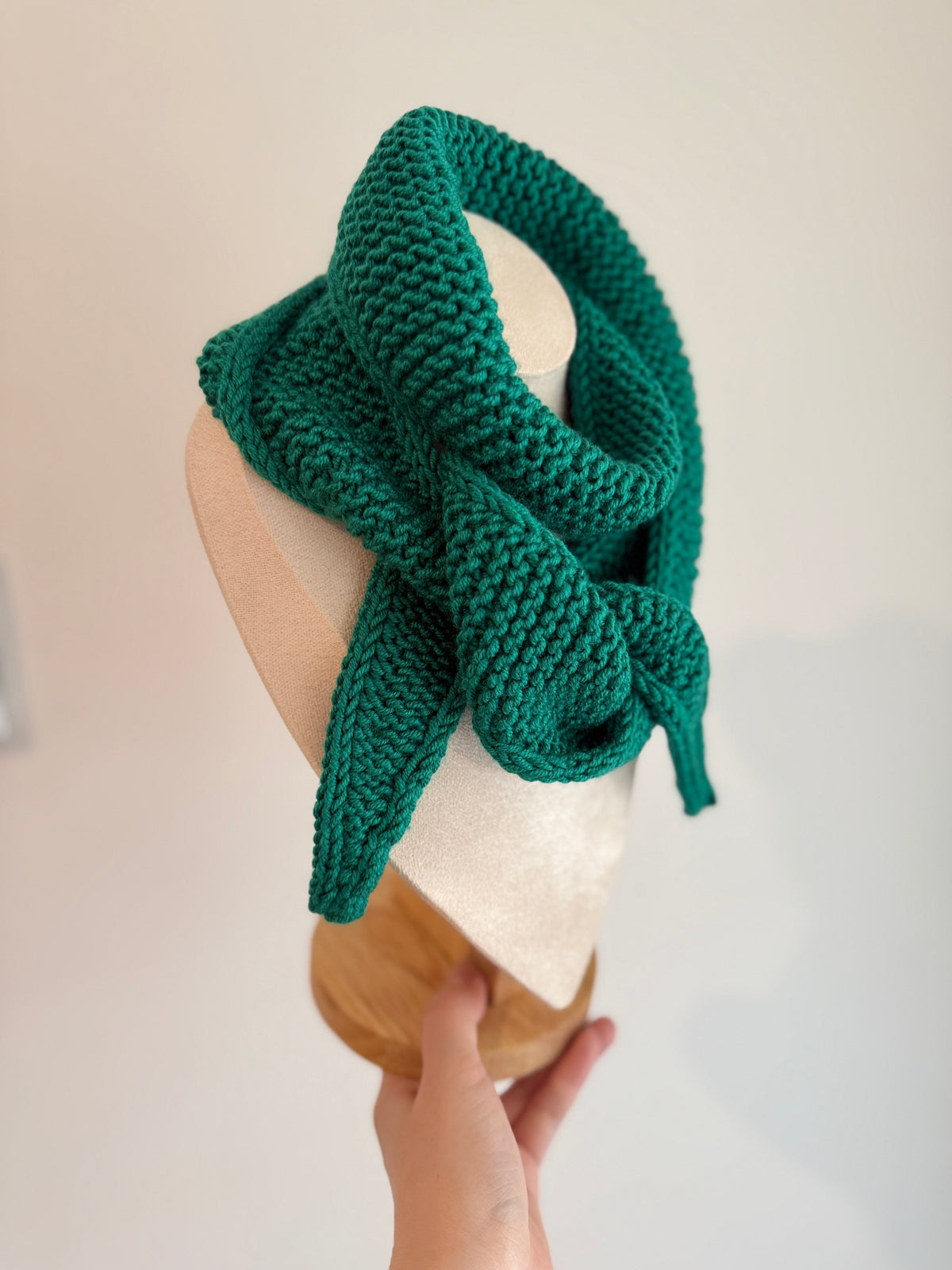 Hand knit sophie scarf in aquamarine green