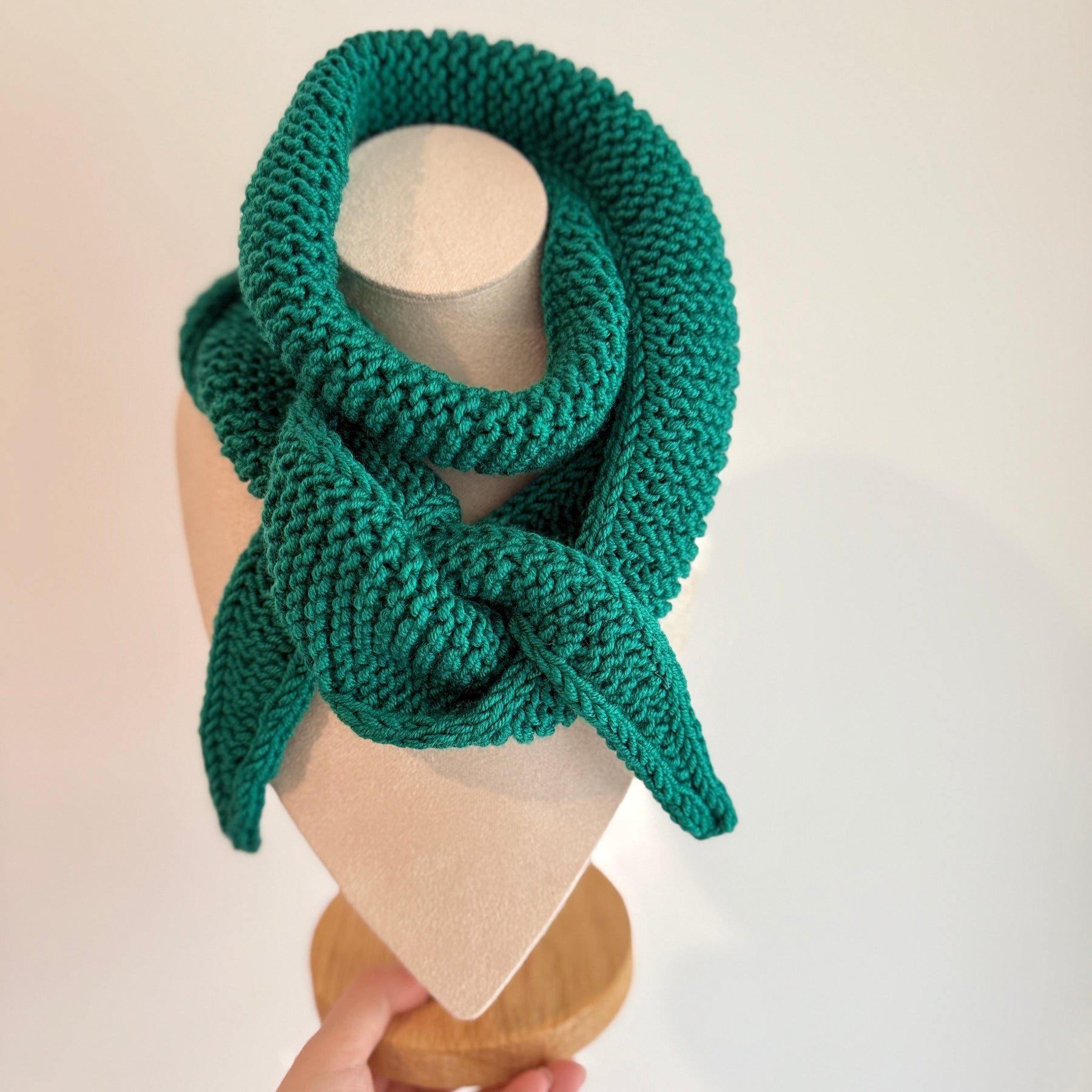Hand knit sophie scarf in aquamarine green