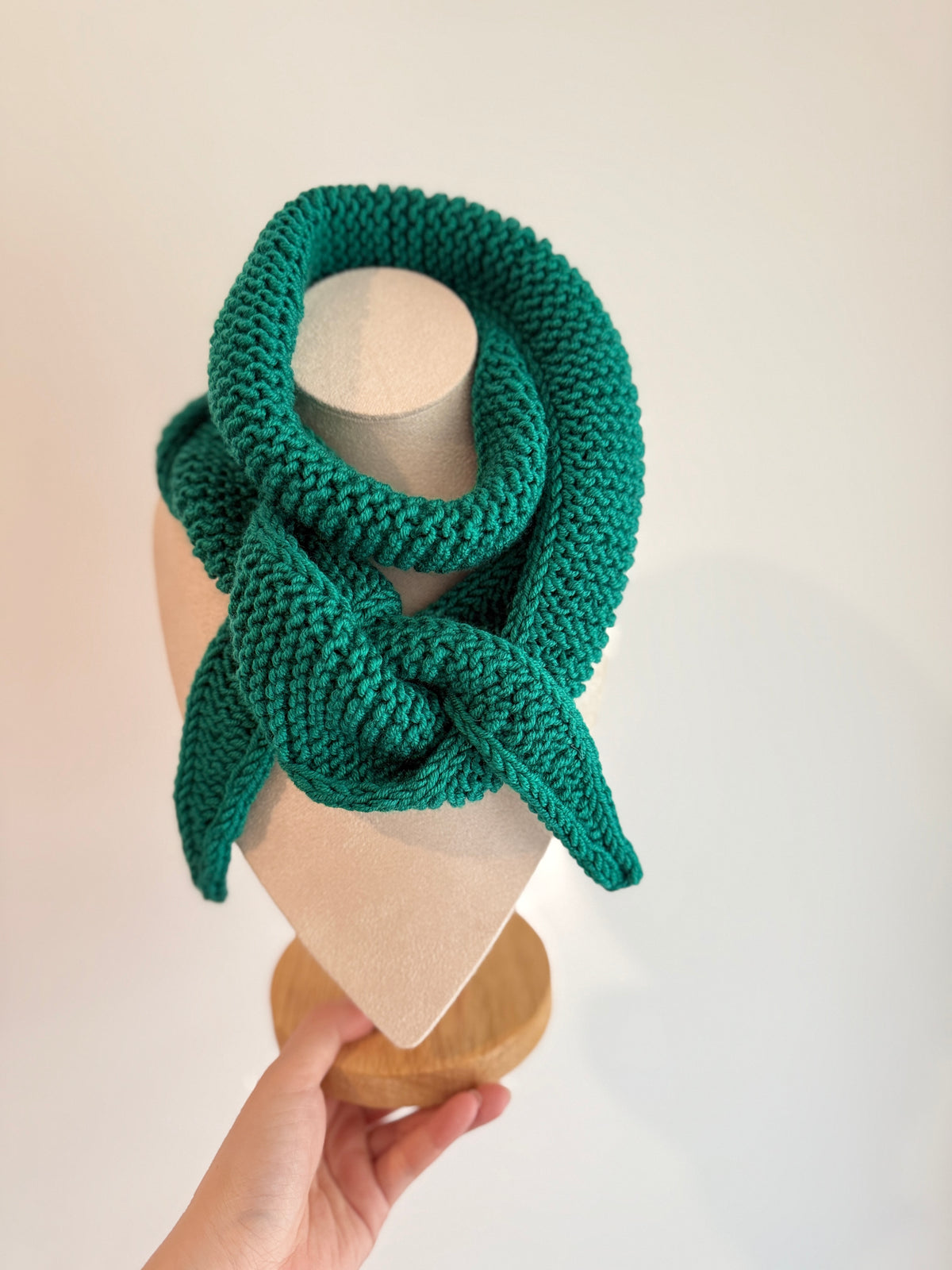 Hand knit sophie scarf in aquamarine green