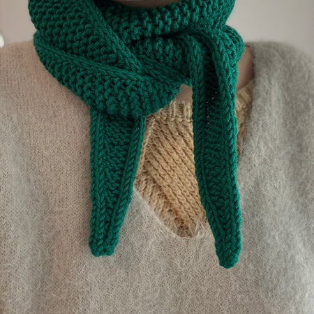 Hand knit sophie scarf in aquamarine green