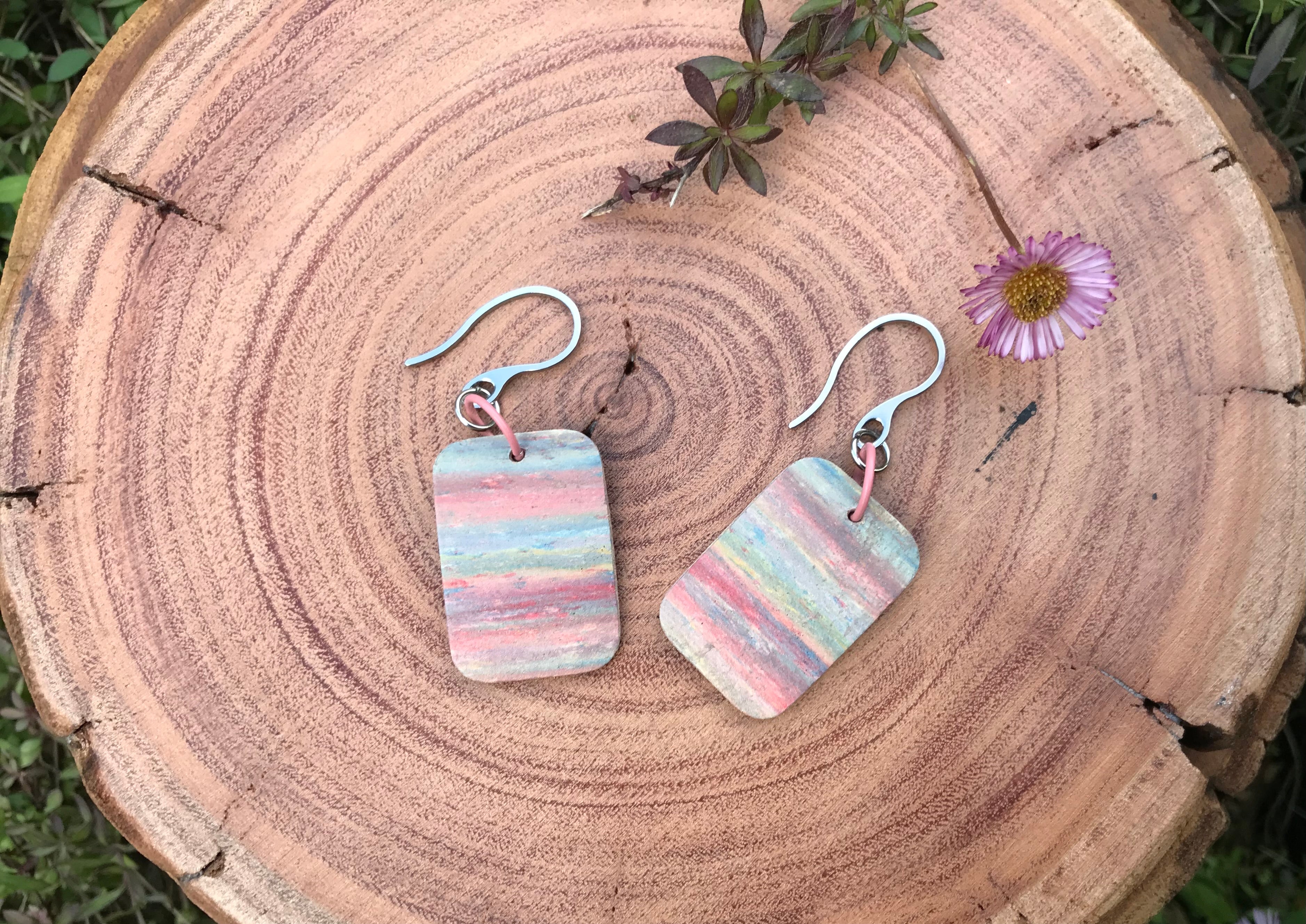 Upcycled Flooring Earrings