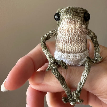 Handmade Knitted Baby Little Frog Fibre Art Gift
