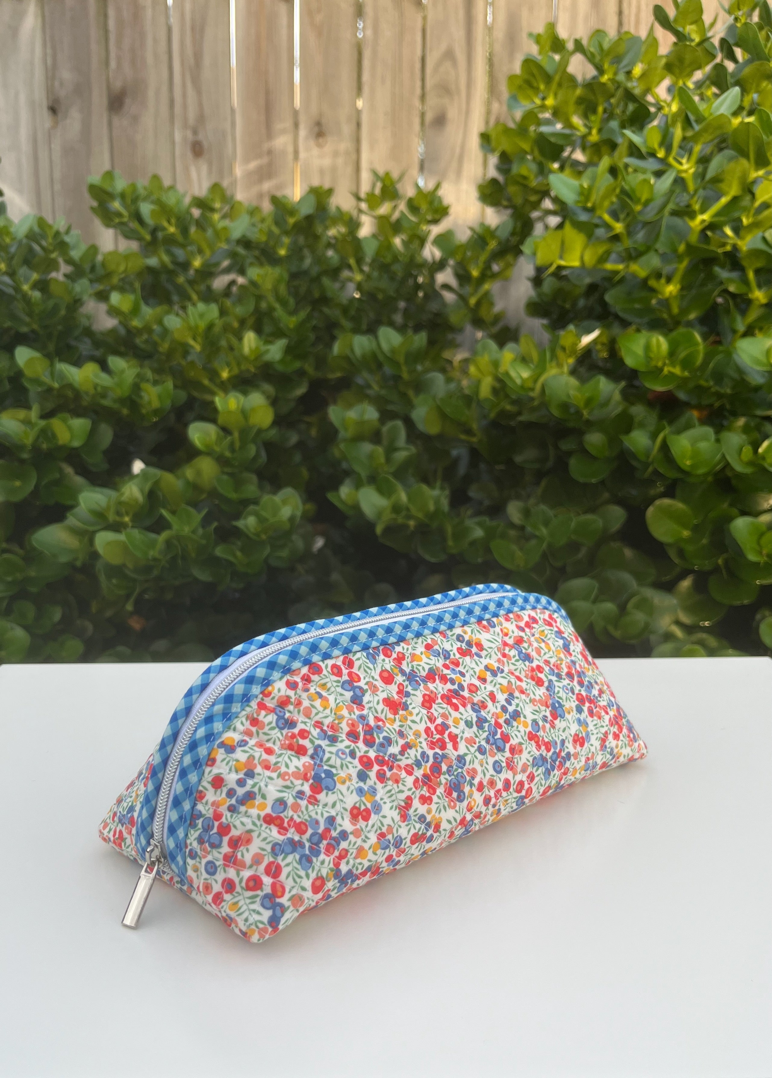 Quilted Trixie Zip Pouch – Liberty 'Wiltshire Bud Red'