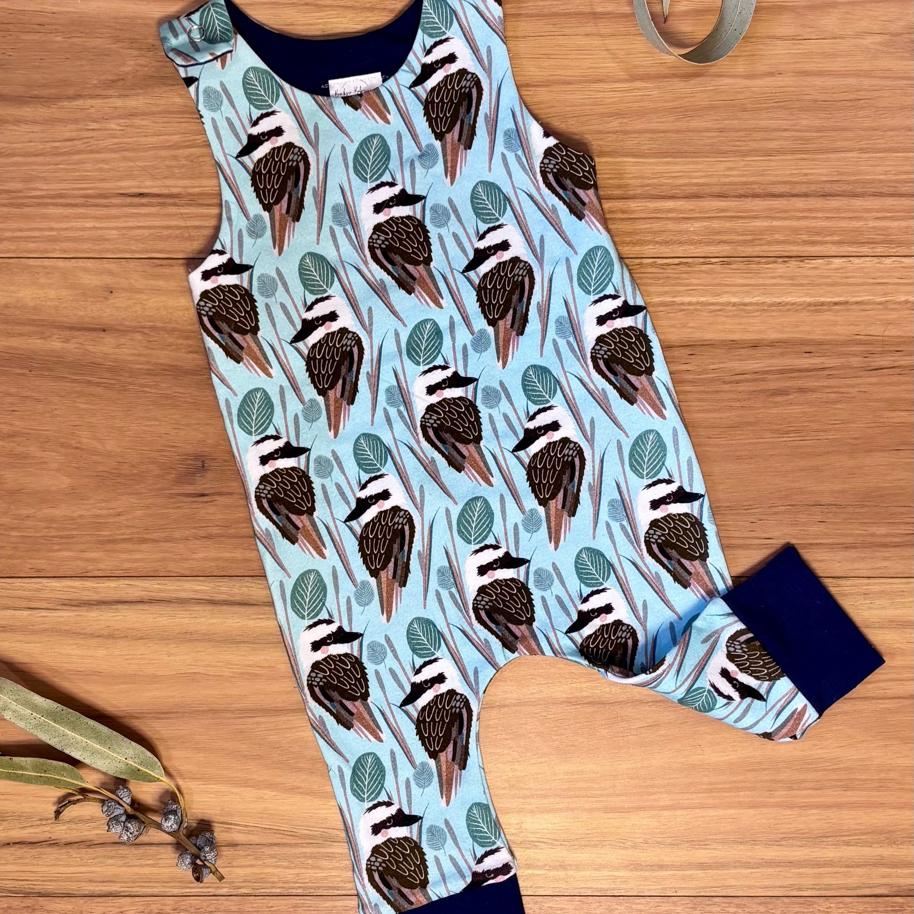 Baby Stretch Overalls - Blue Kookaburras