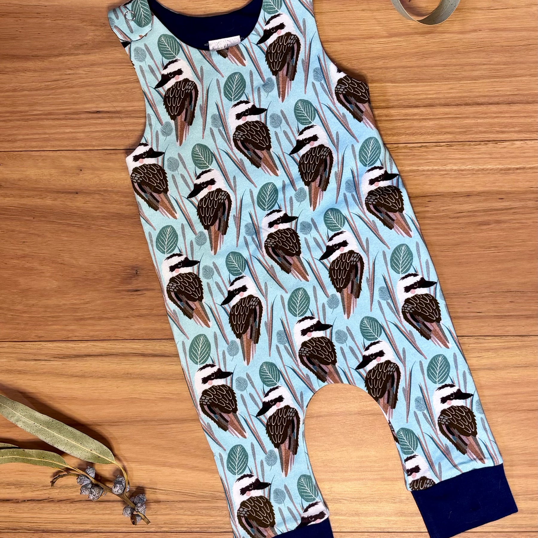 Baby Stretch Overalls - Blue Kookaburras