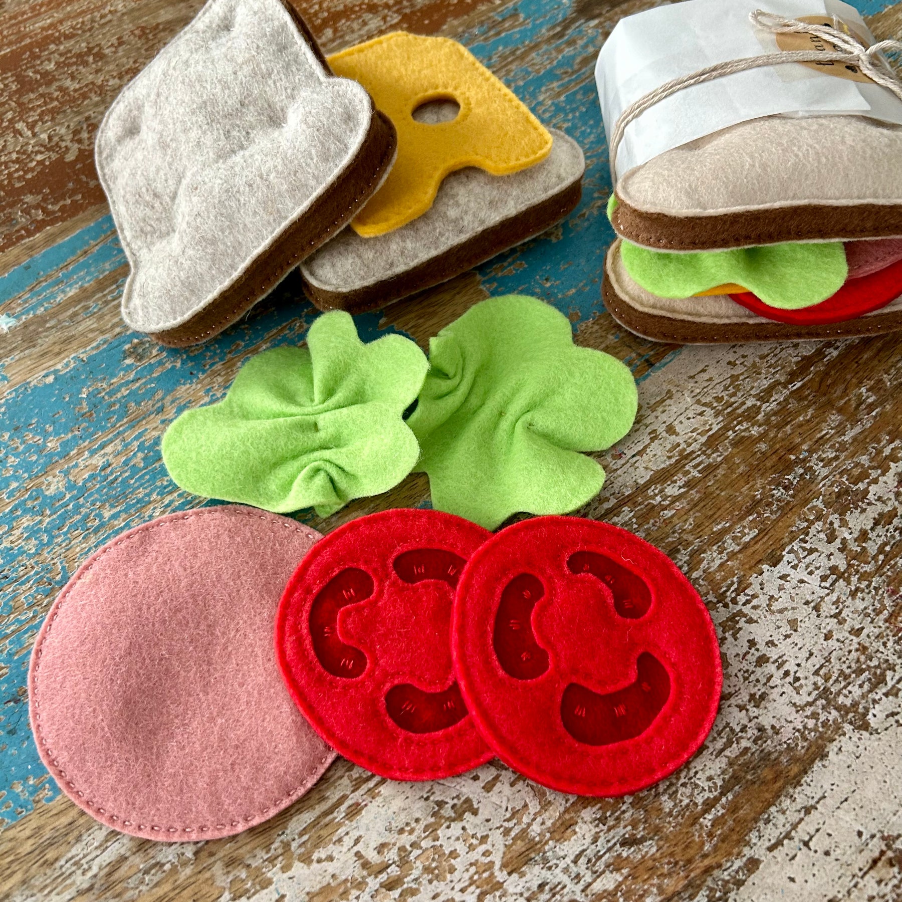 Hand-Stitched Felt Sandwich Play Food – Ham & Cheese – Pretend Kitchen Toy for Kids | Plushka Design