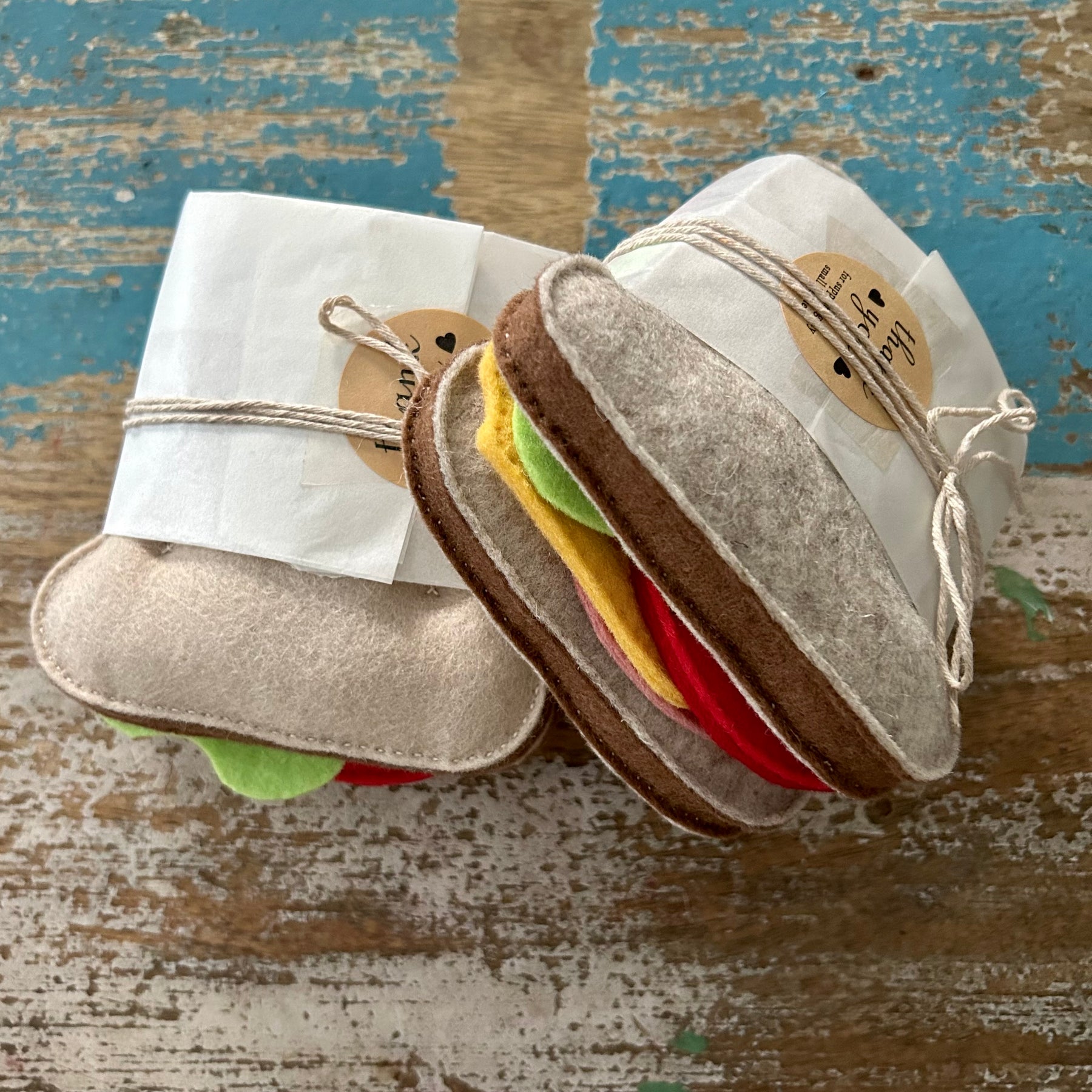 Hand-Stitched Felt Sandwich Play Food – Ham & Cheese – Pretend Kitchen Toy for Kids | Plushka Design