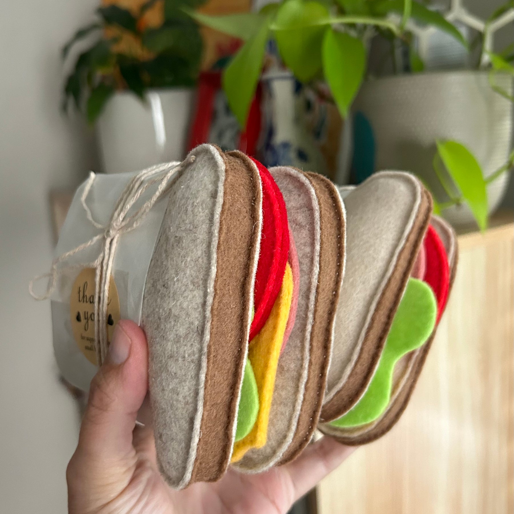 Hand-Stitched Felt Sandwich Play Food – Ham & Cheese – Pretend Kitchen Toy for Kids | Plushka Design