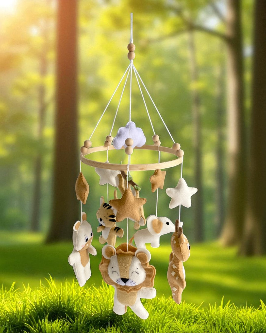 Safari Baby Mobile in Neutral Tones