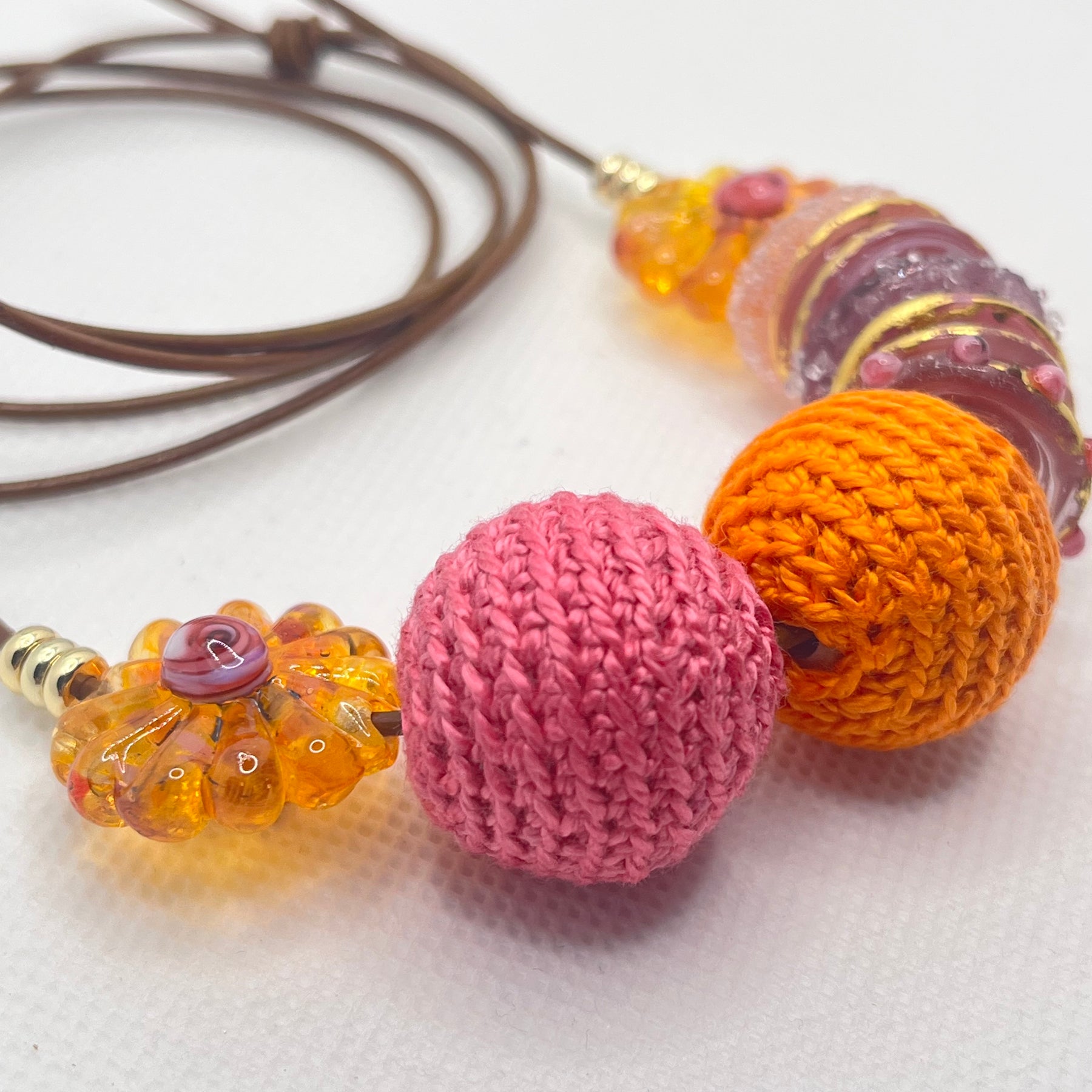 Handmade Adjustable Necklace - Sunset Blush