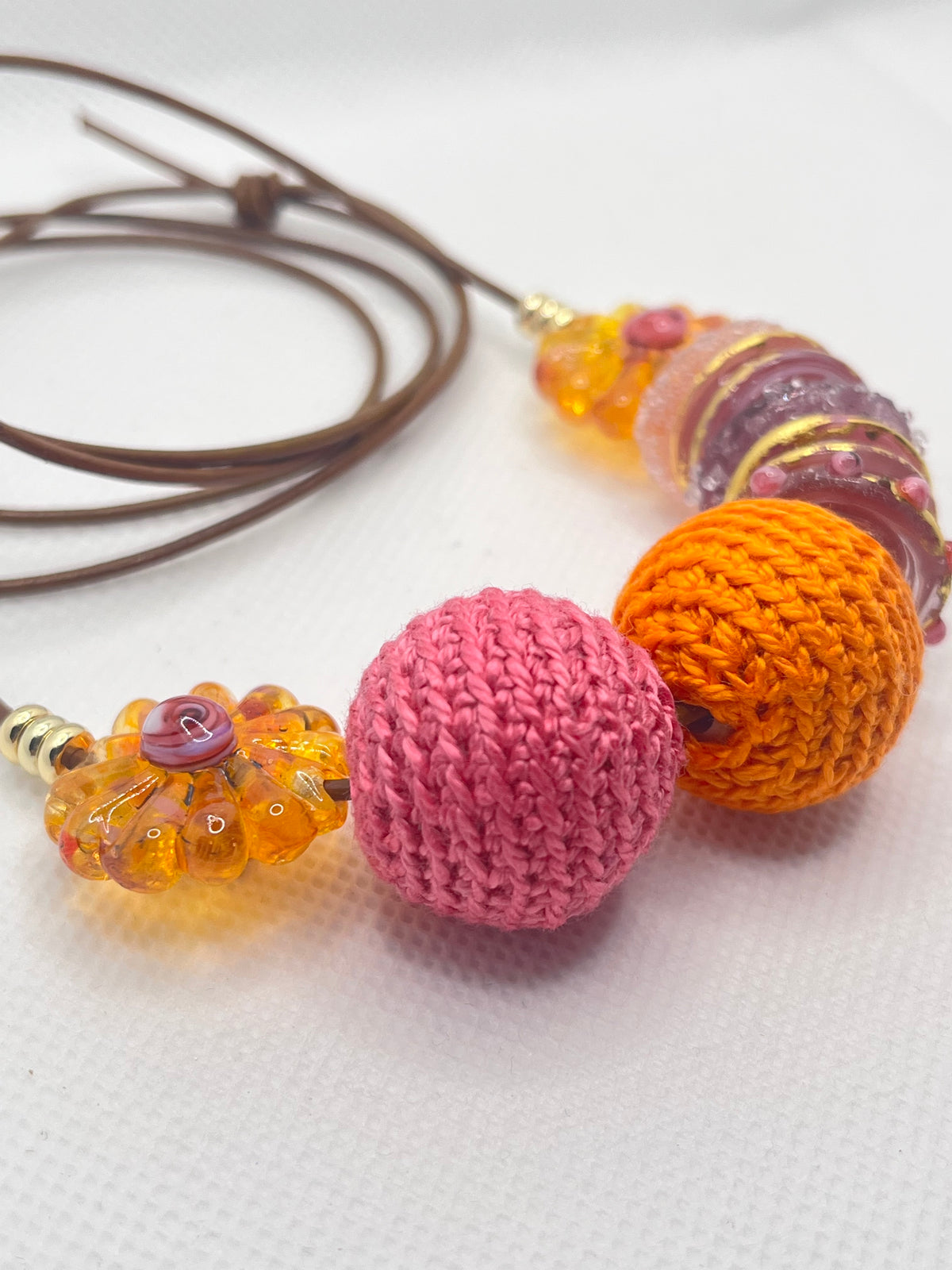 Handmade Adjustable Necklace - Sunset Blush