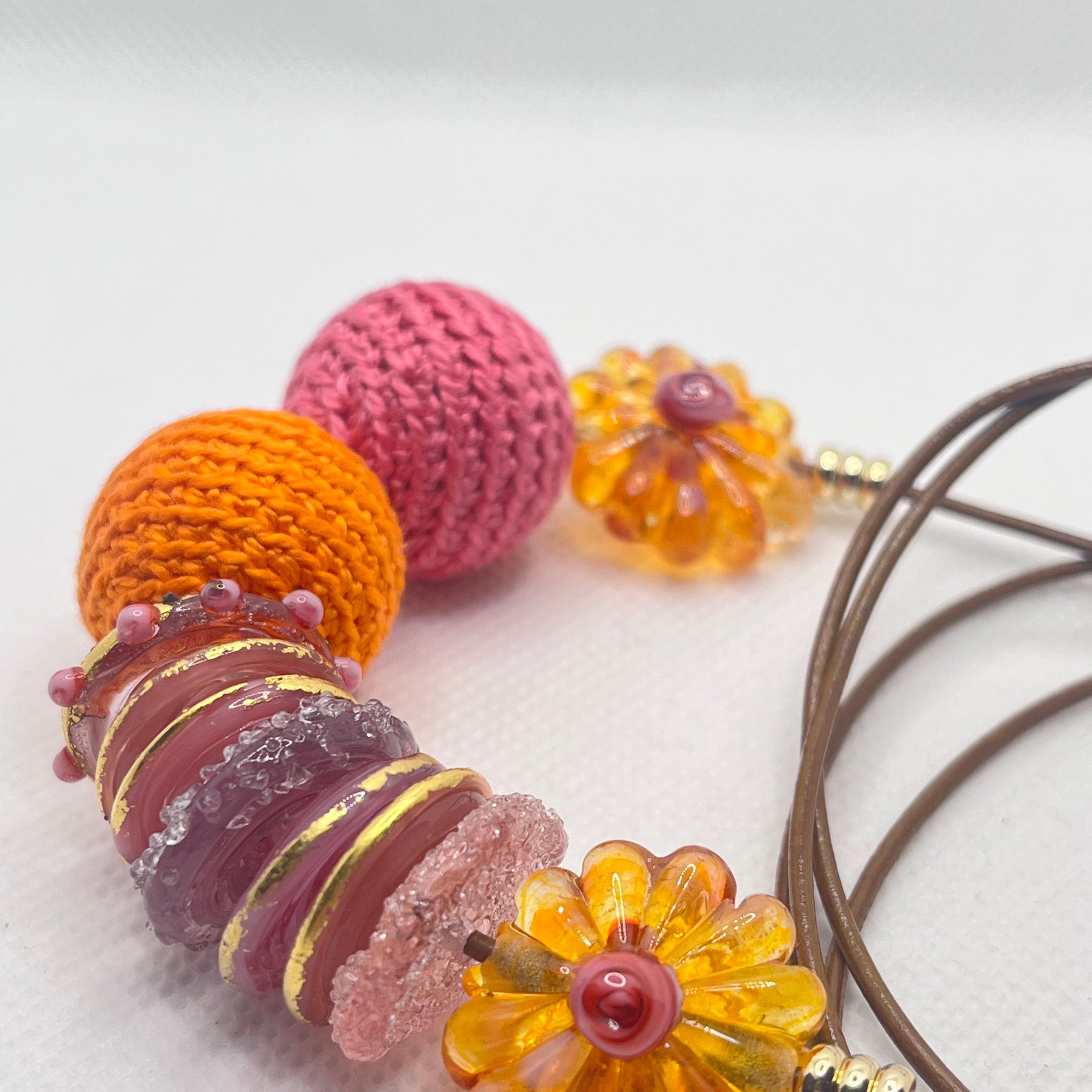Handmade Adjustable Necklace - Sunset Blush