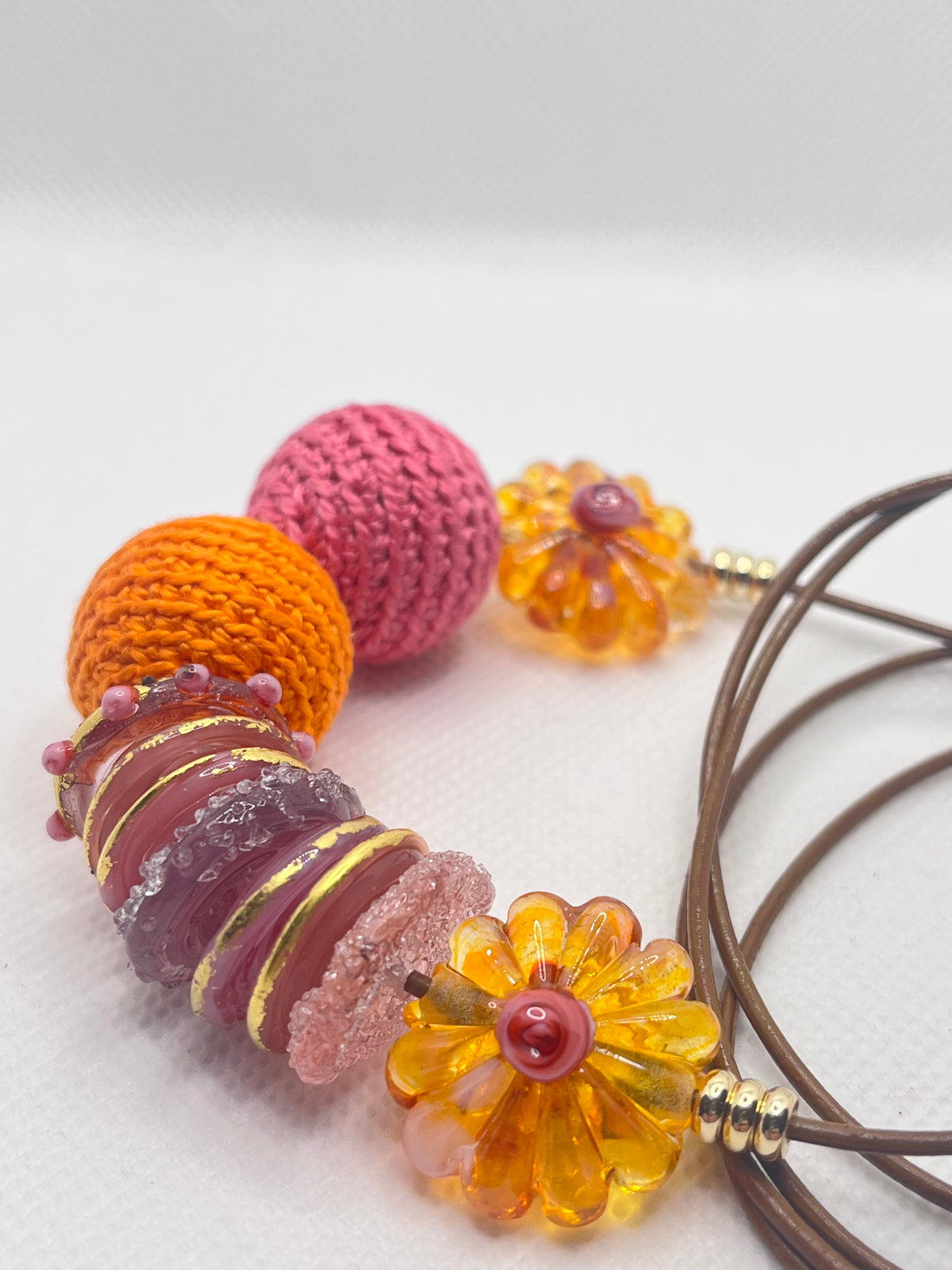 Handmade Adjustable Necklace - Sunset Blush