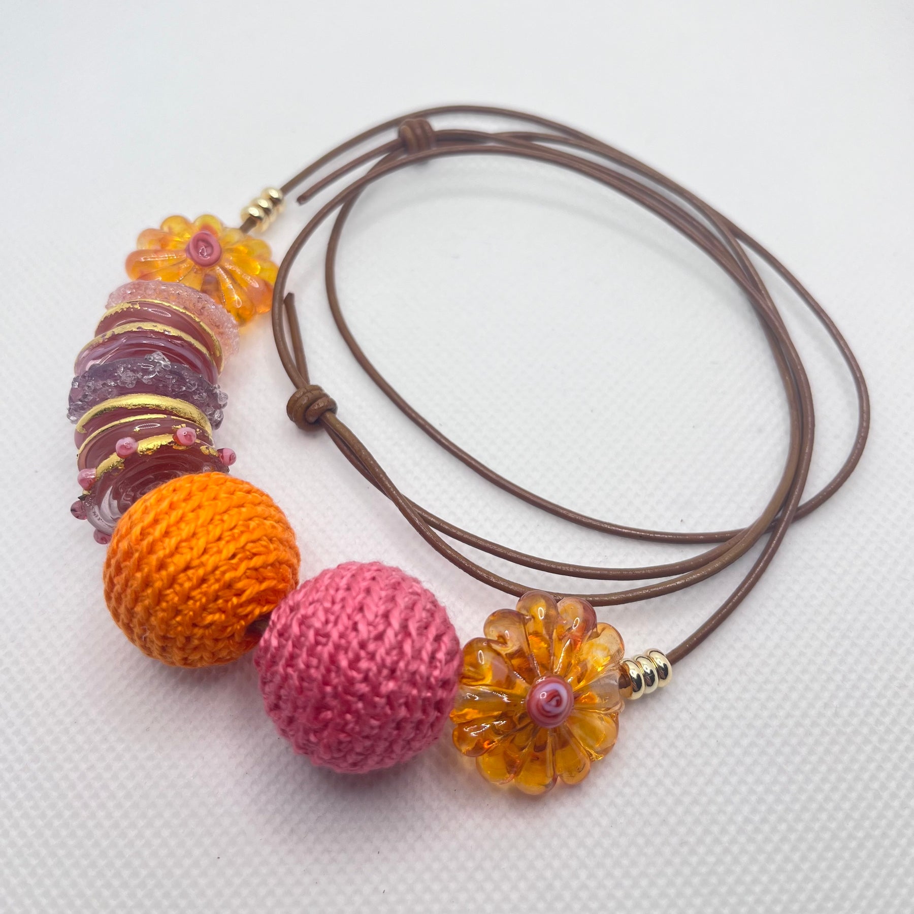 Handmade Adjustable Necklace - Sunset Blush
