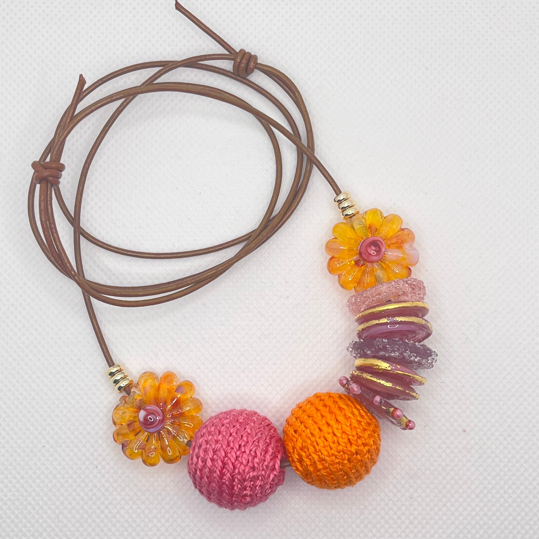 Handmade Adjustable Necklace - Sunset Blush