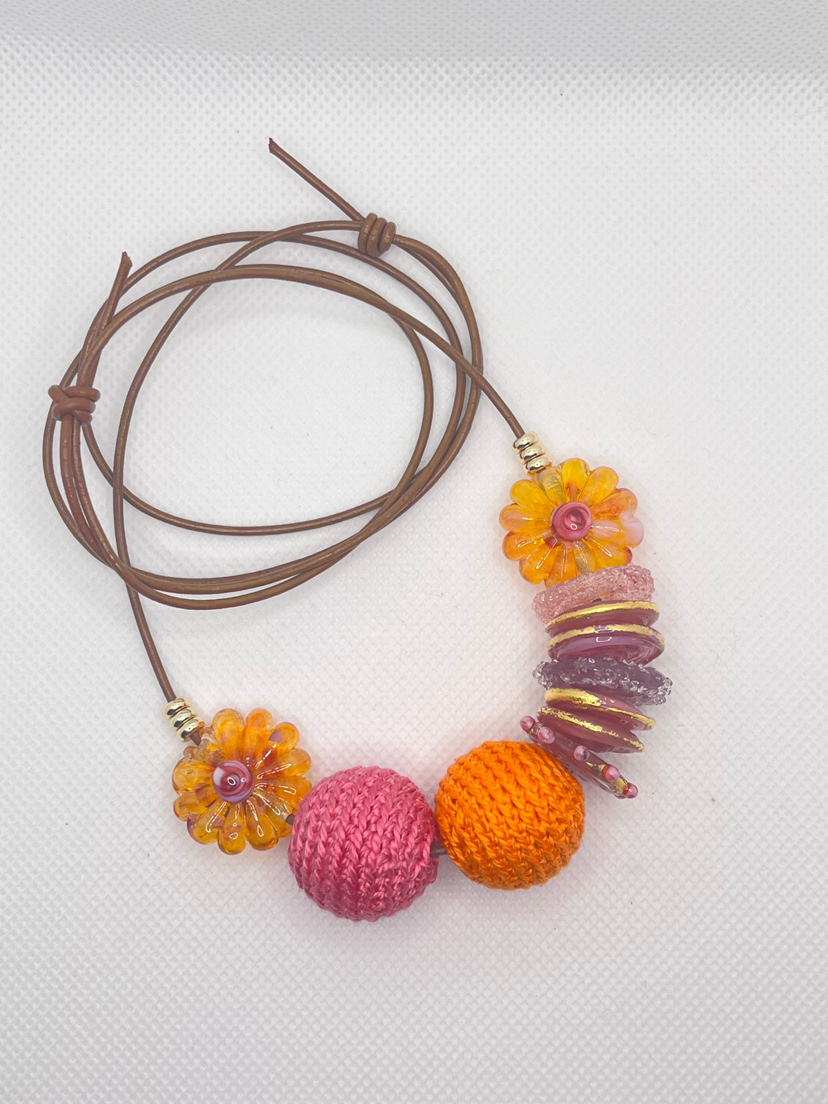 Handmade Adjustable Necklace - Sunset Blush
