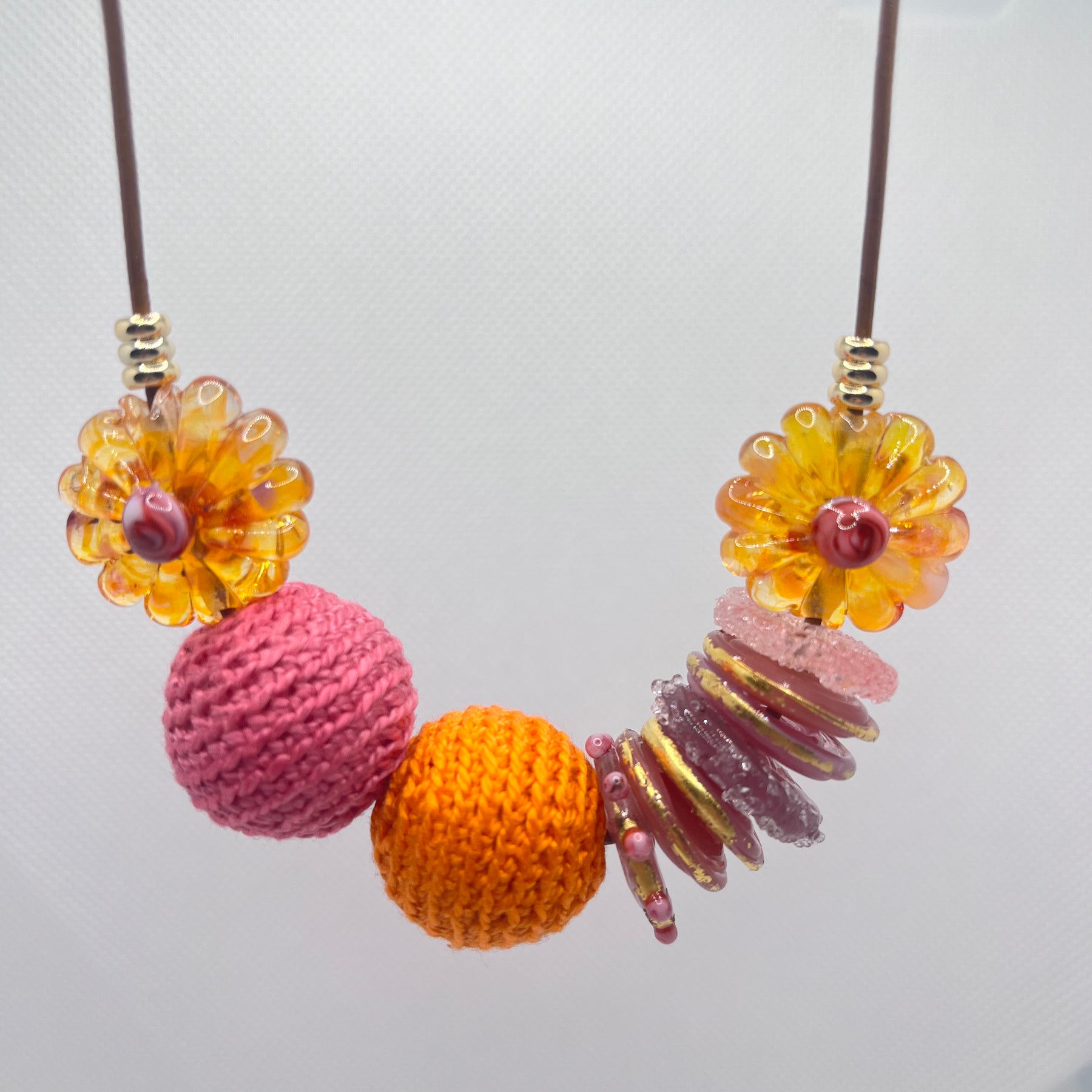 Handmade Adjustable Necklace - Sunset Blush