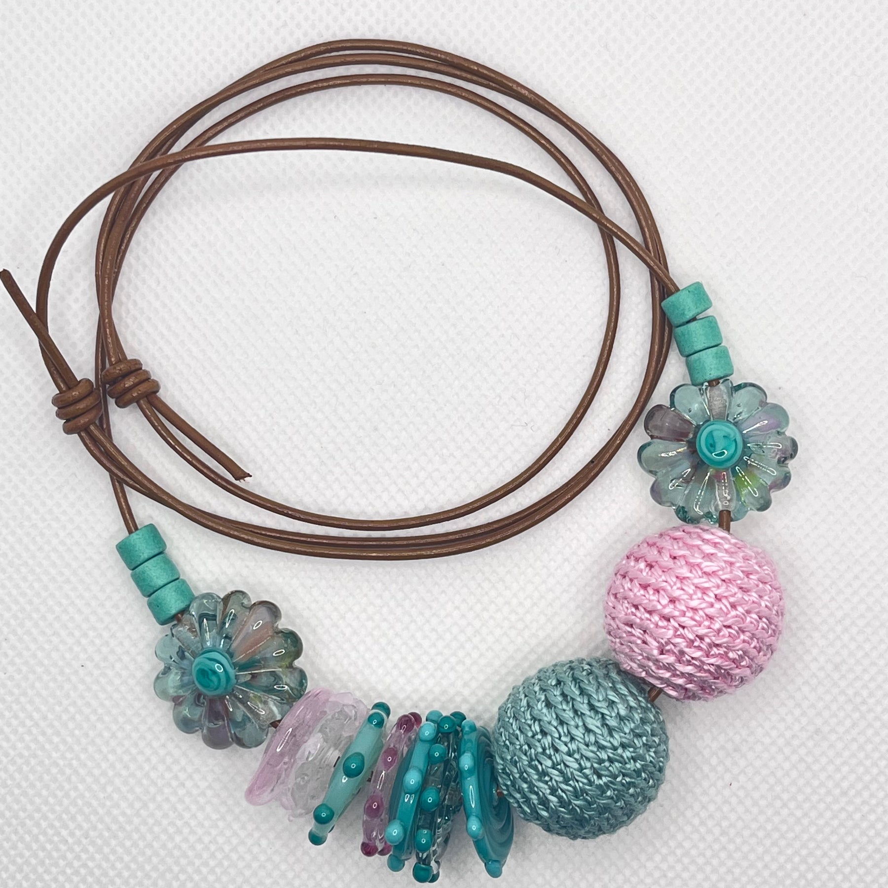 Handmade Adjustable Necklace - Pastel Evergreens