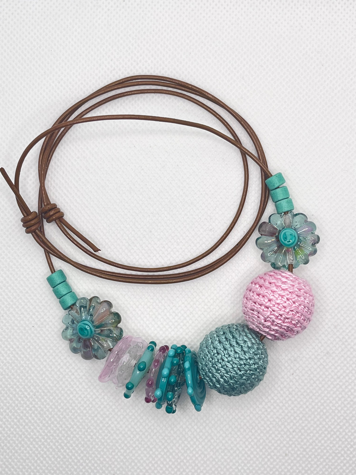 Handmade Adjustable Necklace - Pastel Evergreens