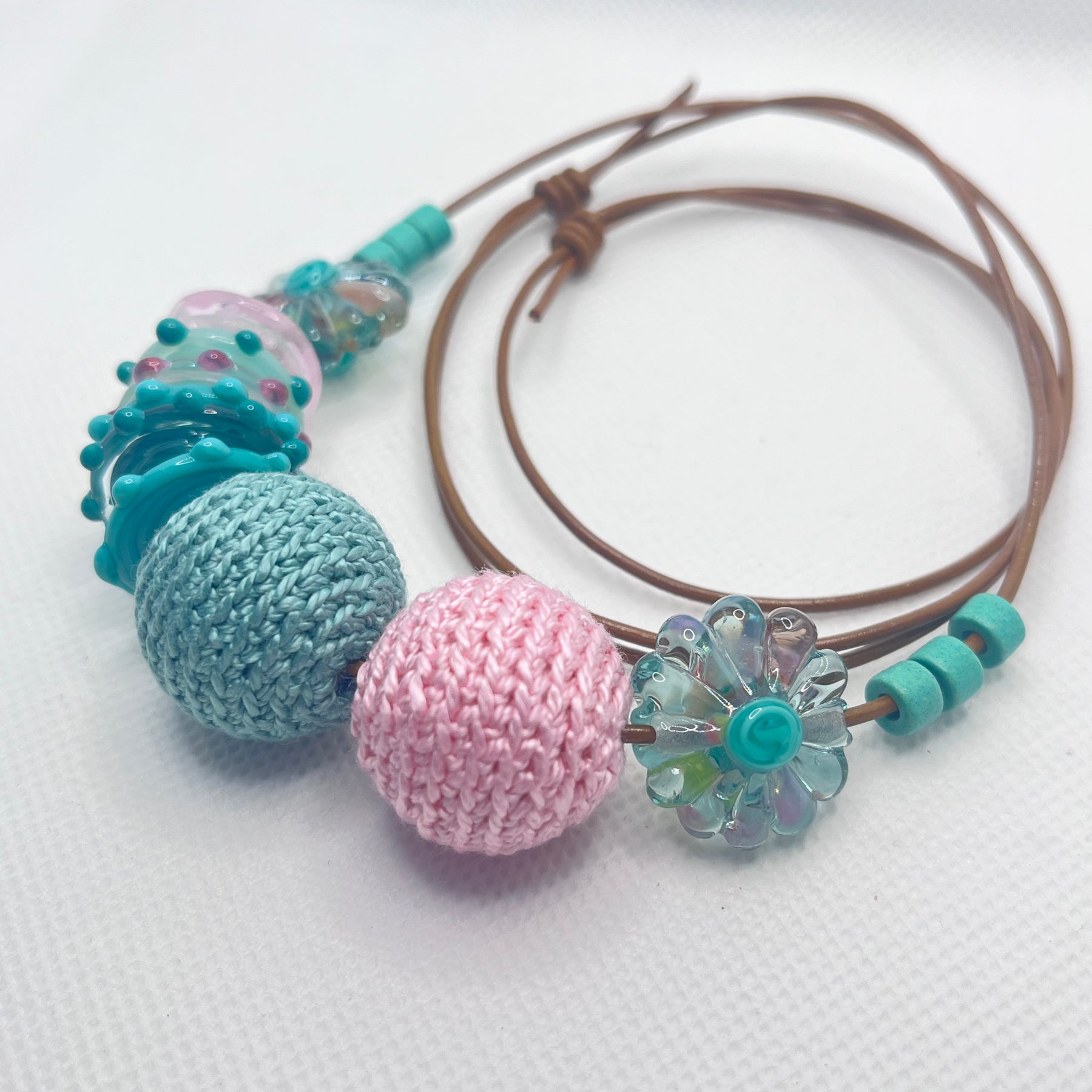 Handmade Adjustable Necklace - Pastel Evergreens