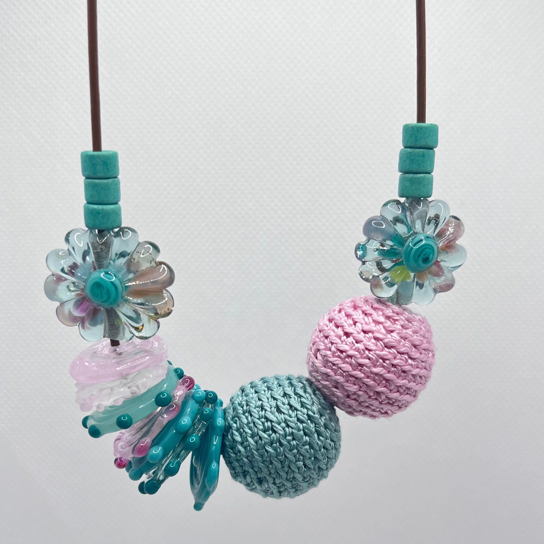 Handmade Adjustable Necklace - Pastel Evergreens