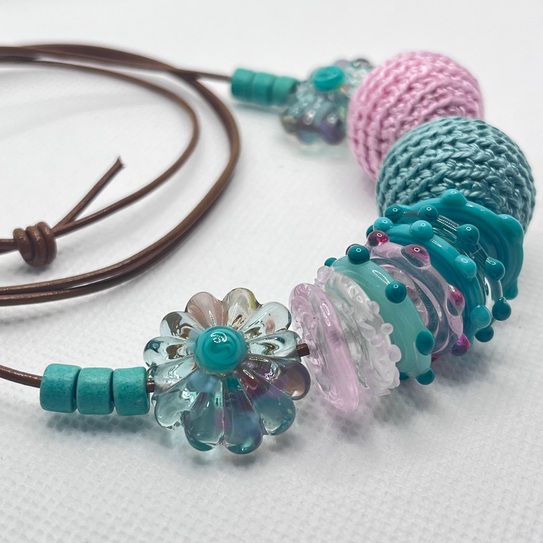 Handmade Adjustable Necklace - Pastel Evergreens