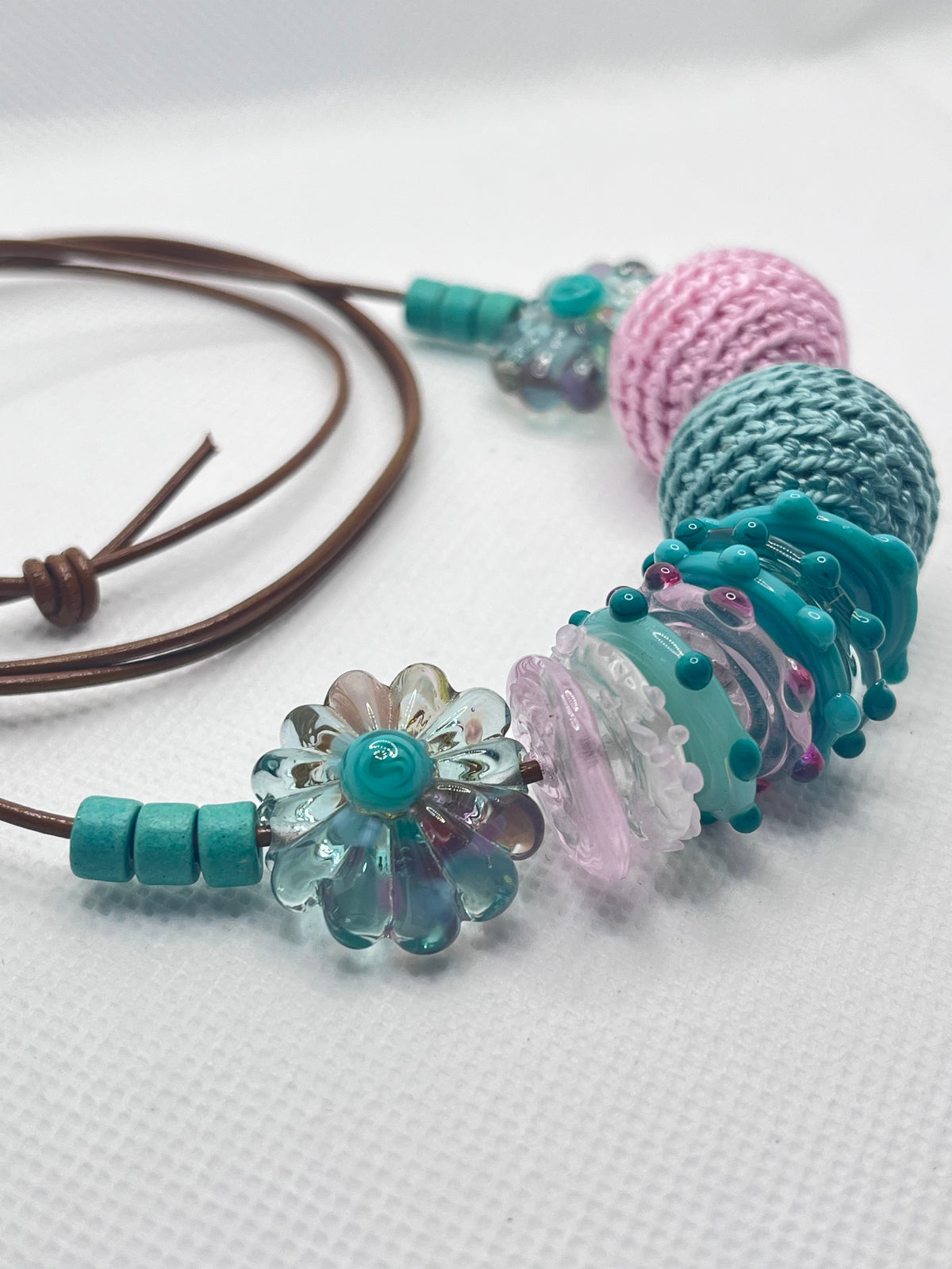 Handmade Adjustable Necklace - Pastel Evergreens