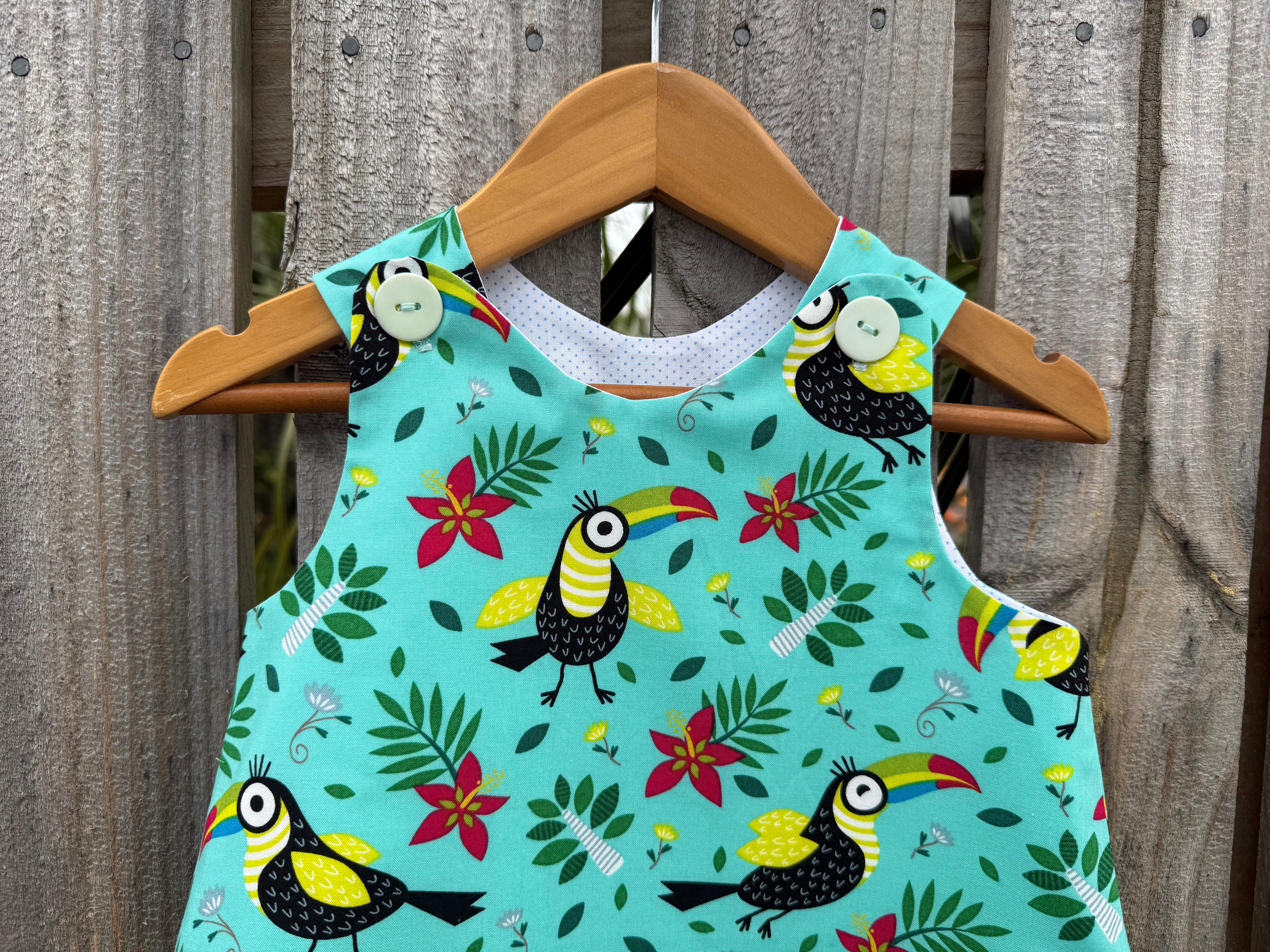 Girls Toucan Pinafore dress , size 3