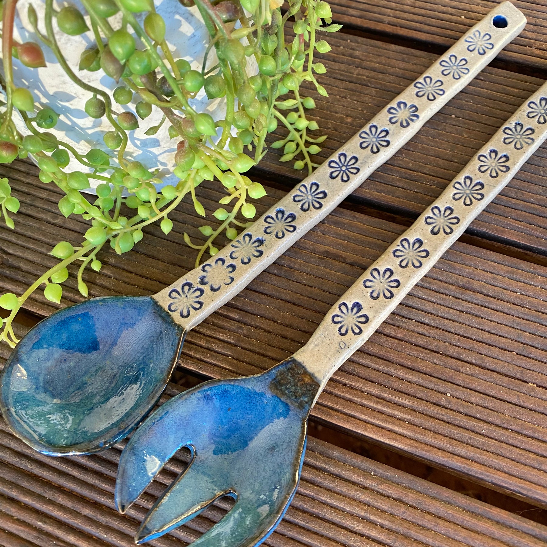 Ceramic Salad Server Set / Handmade Pottery