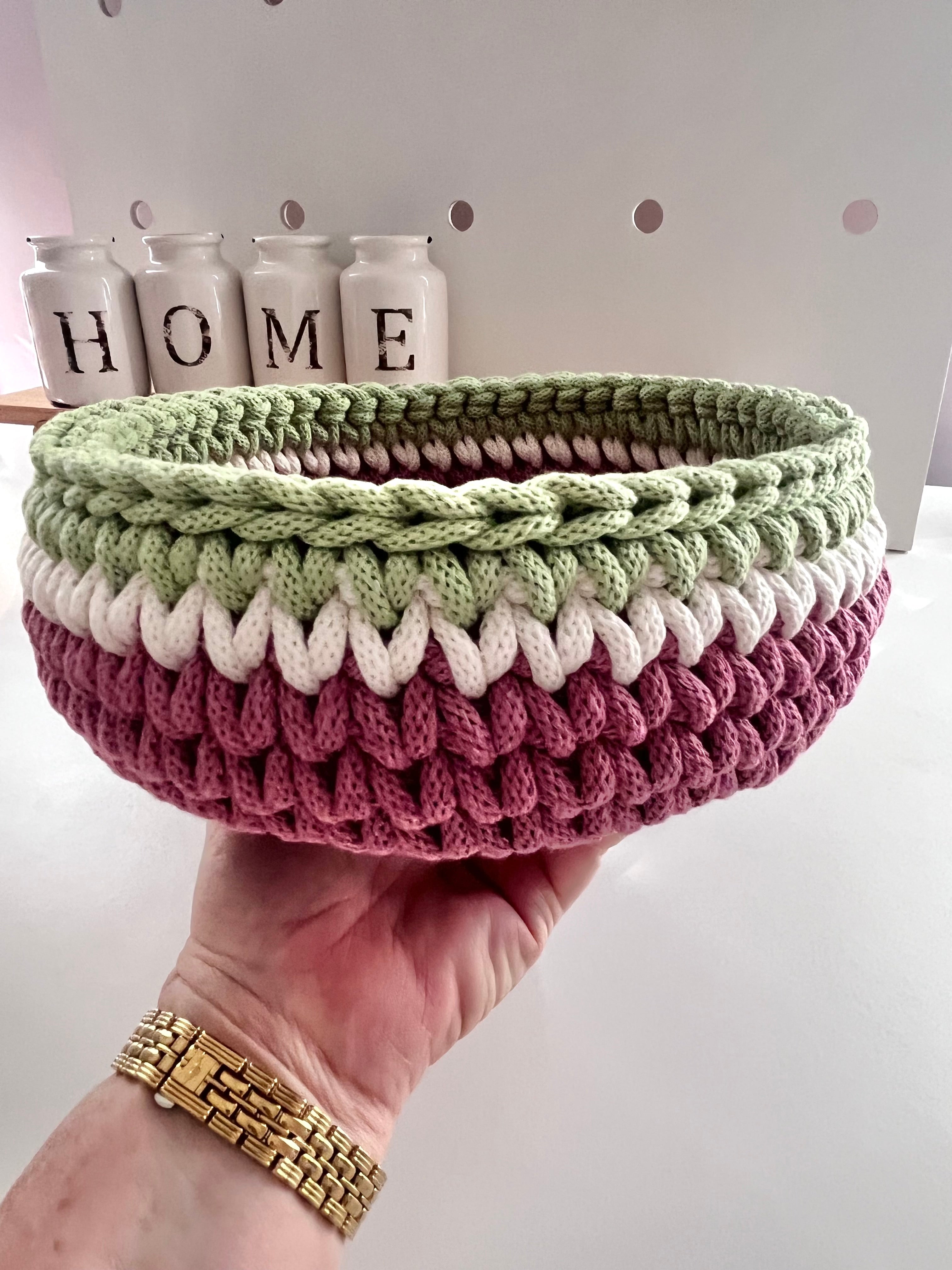 Handmade Crochet Curved Tray - mixed colours