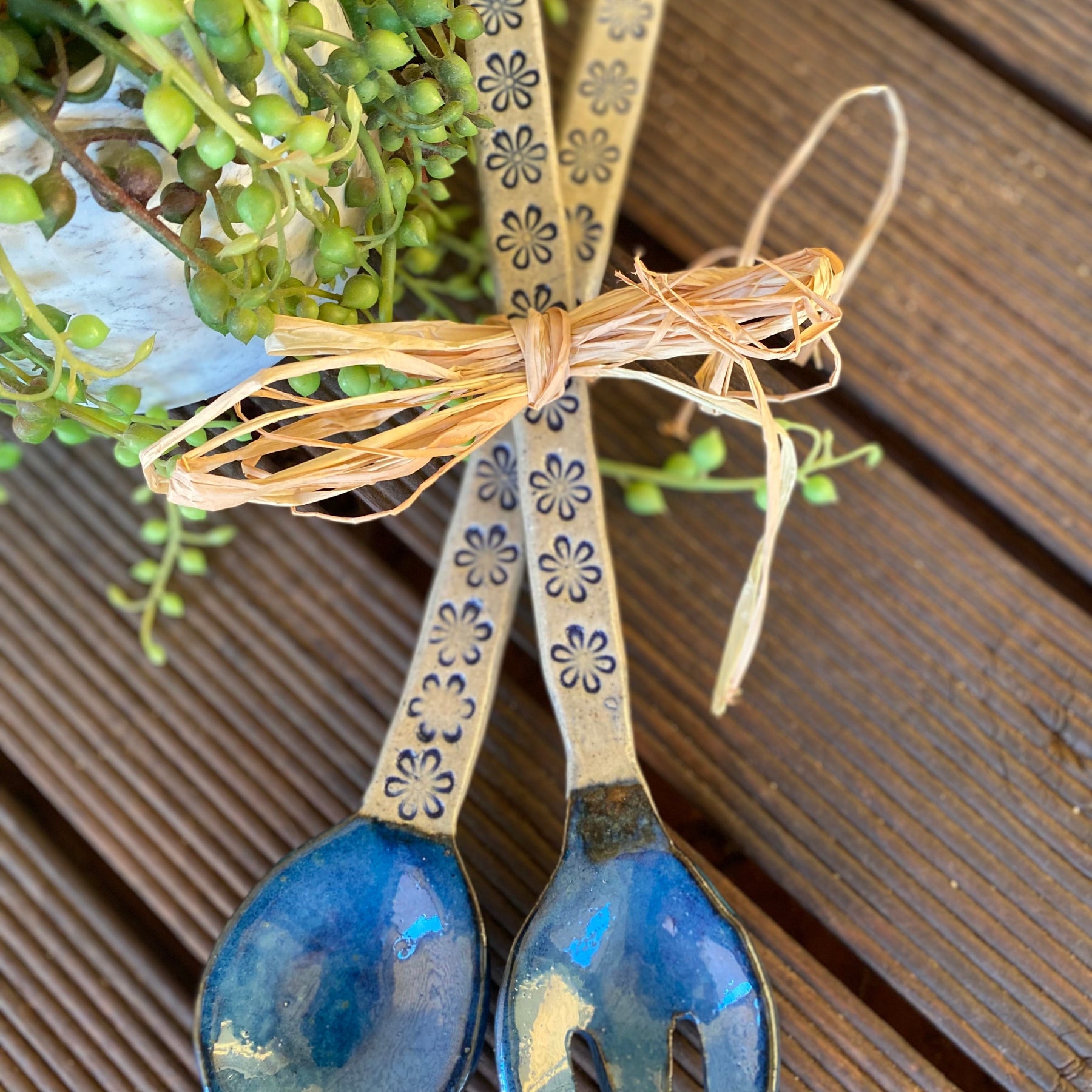 Ceramic Salad Server Set / Handmade Pottery