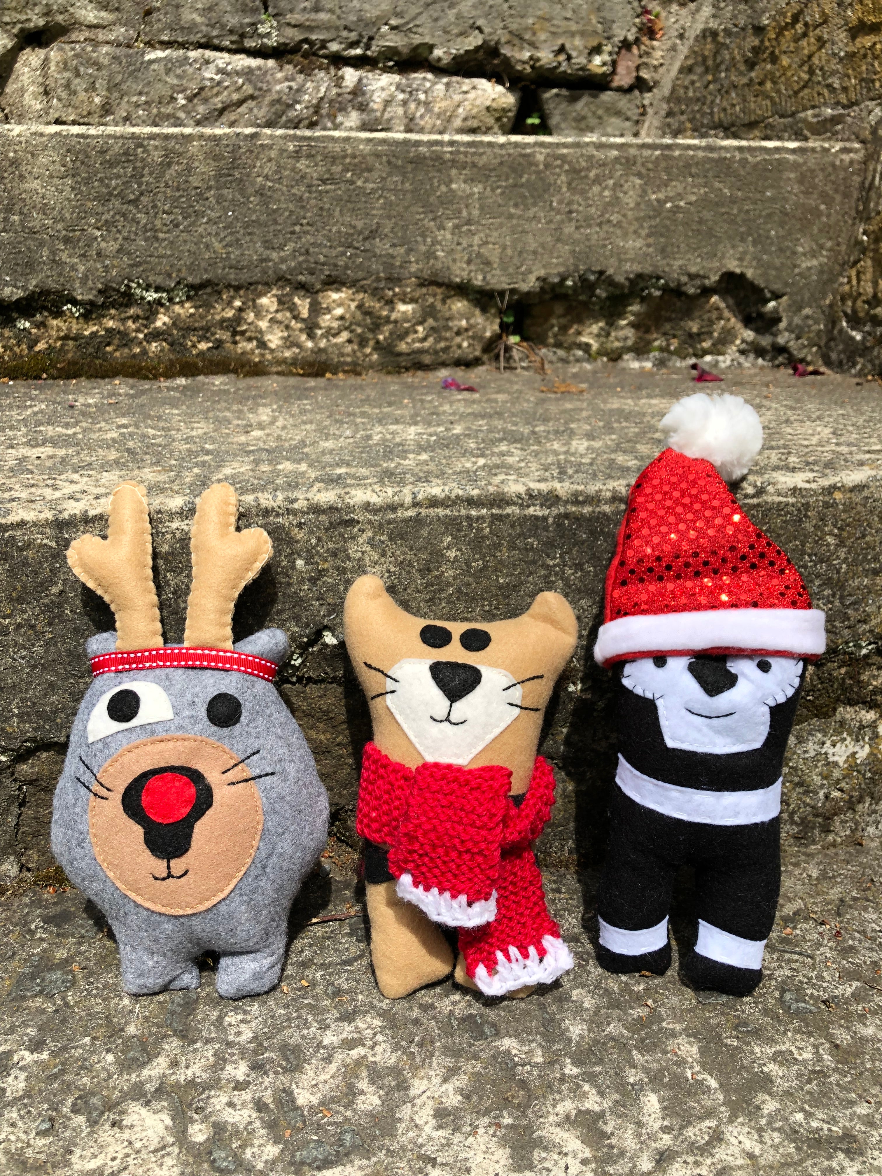 3 Christmas Friends soft toys set