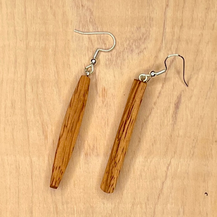 Unique Queensland Maple Earrings Handmade from Recycled Timber